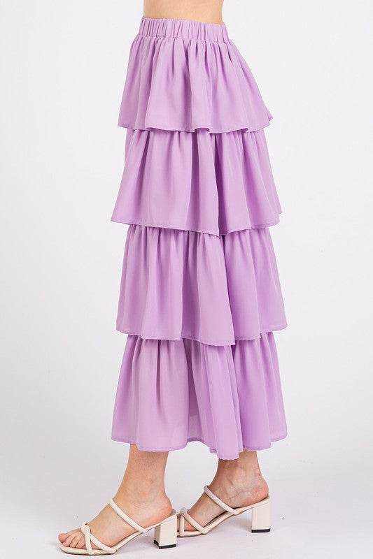 Mittoshop Chiffon Ruffle Layer Elastic Waist Midi Skirt - Purcell's Clothing Company