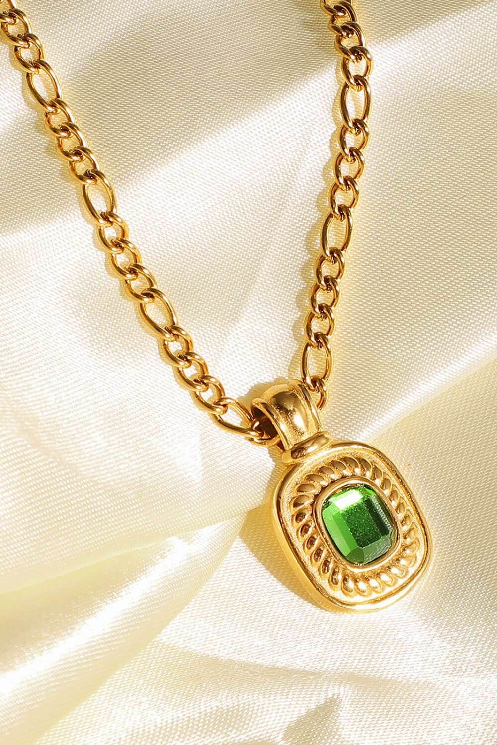 18K Gold Plated Inlaid Rhinestone Pendant Necklace - Purcell's Clothing Company