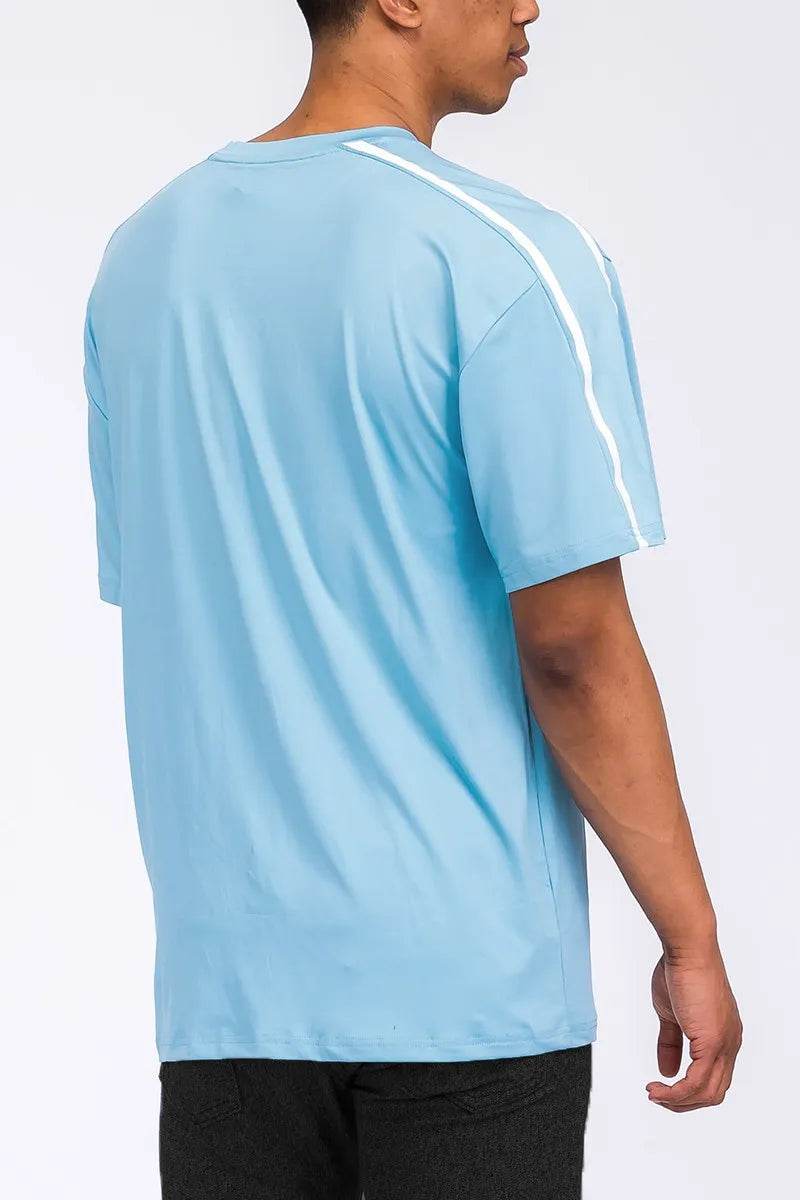 WEIV Men's Full Size Round Neck Tape Stripe T-shirt Plus Size - Purcell's Clothing Company