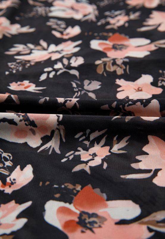 Floral Mock Neck Long Sleeve Blouse - Purcell's Clothing Company