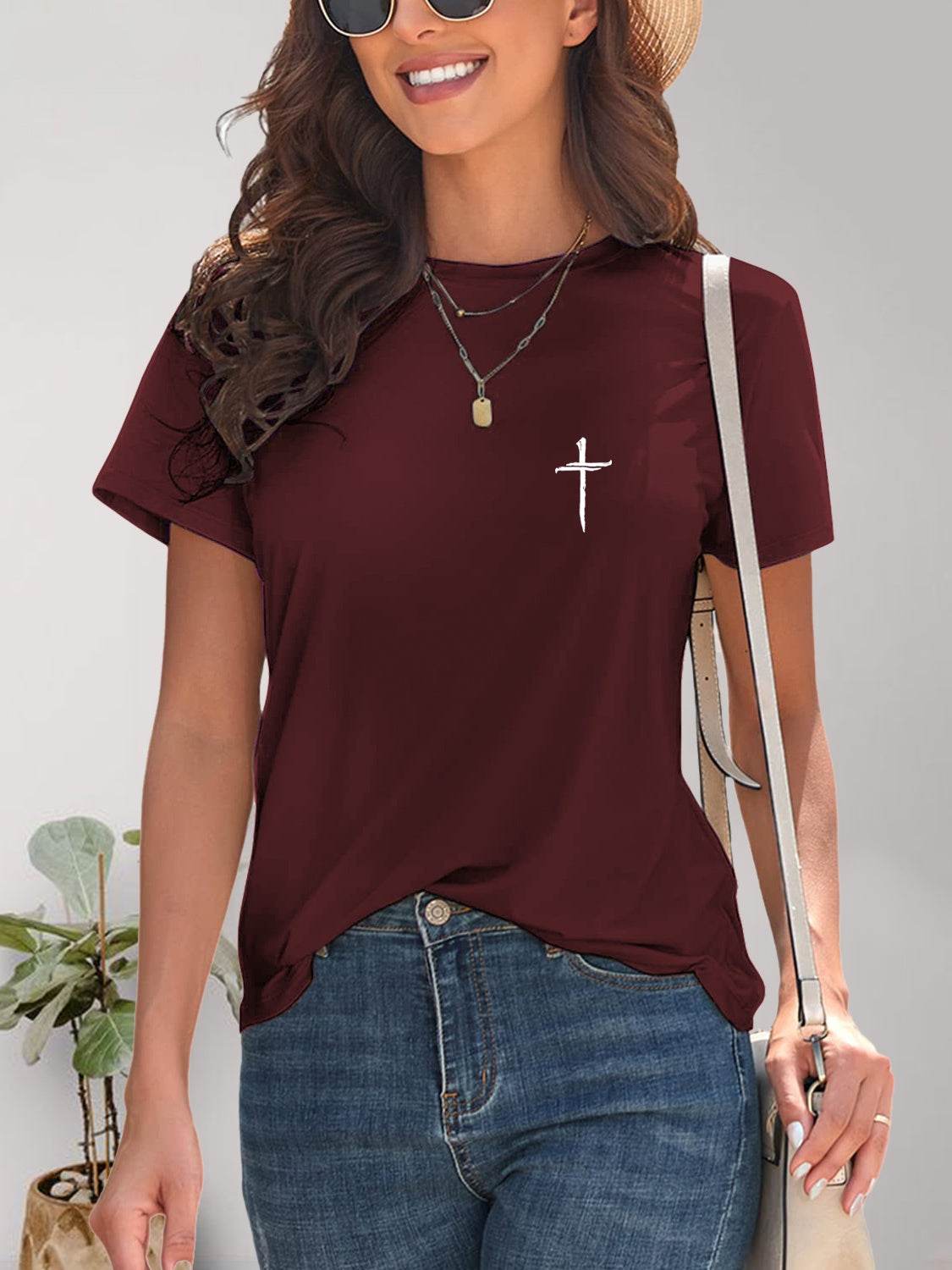 Cross Graphic Round Neck T-Shirt - Purcell's Clothing Company