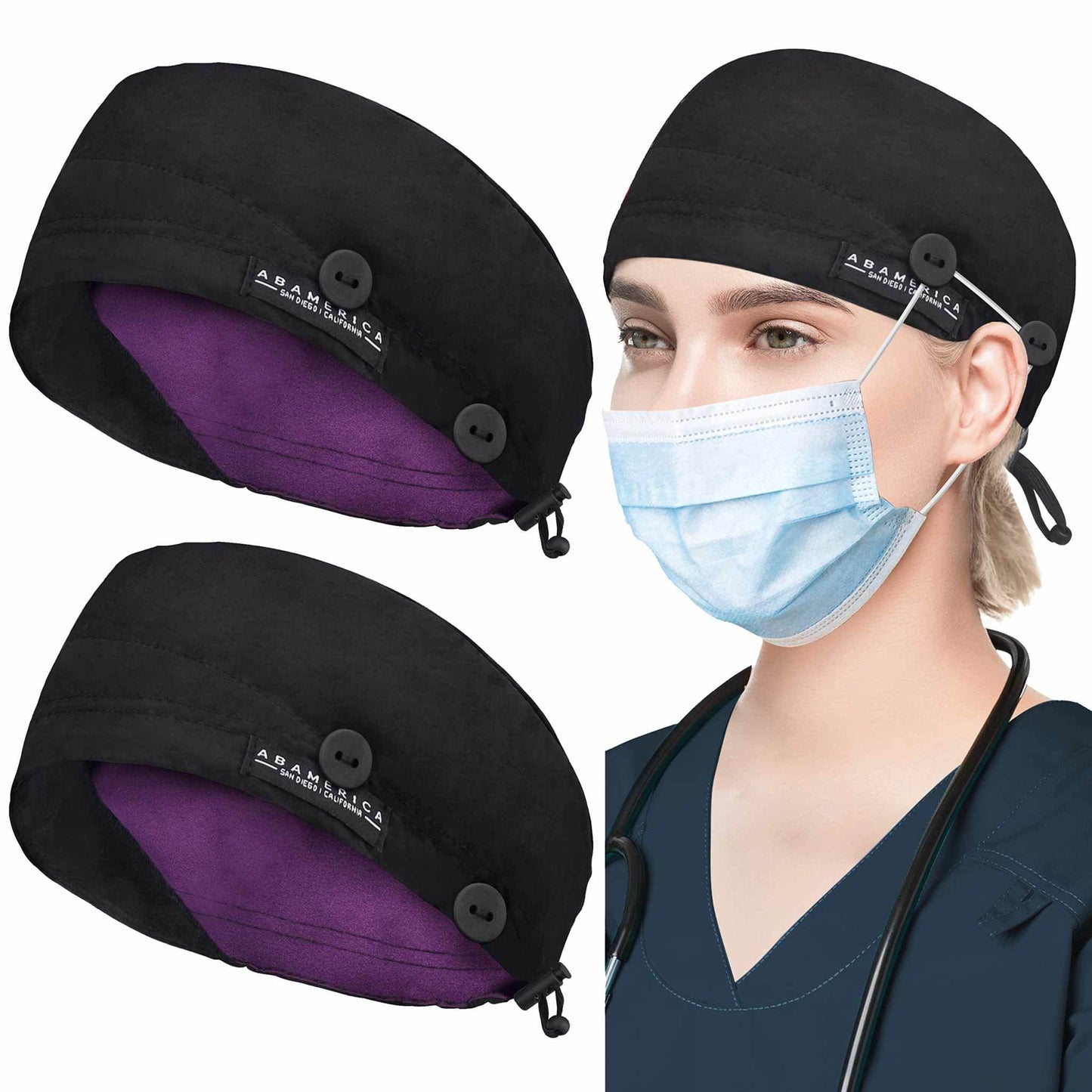 Unisex Adjustable Scrub Cap W/ Button & Sweatband - Purcell's Clothing Company