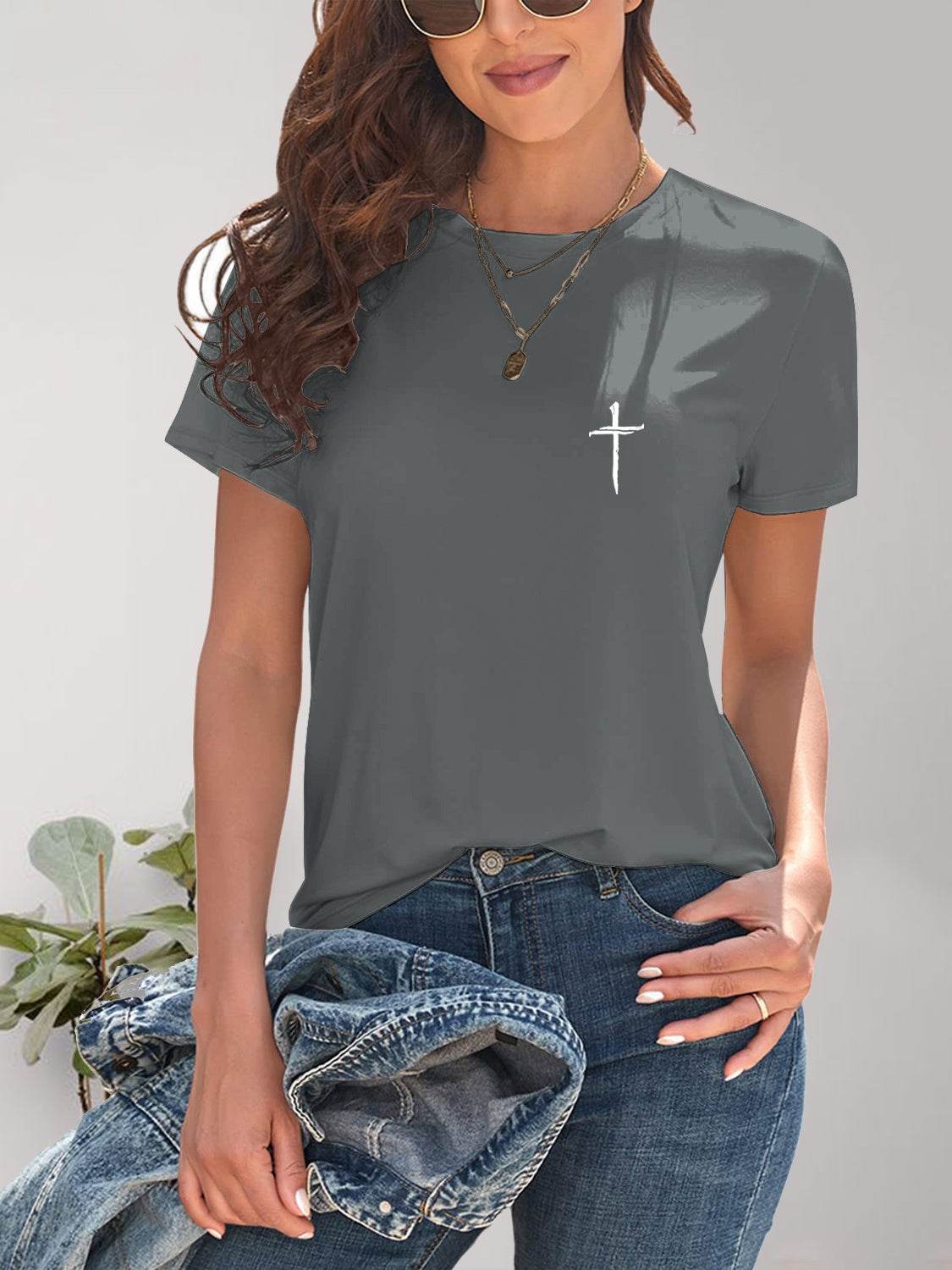 Cross Graphic Round Neck T-Shirt - Purcell's Clothing Company