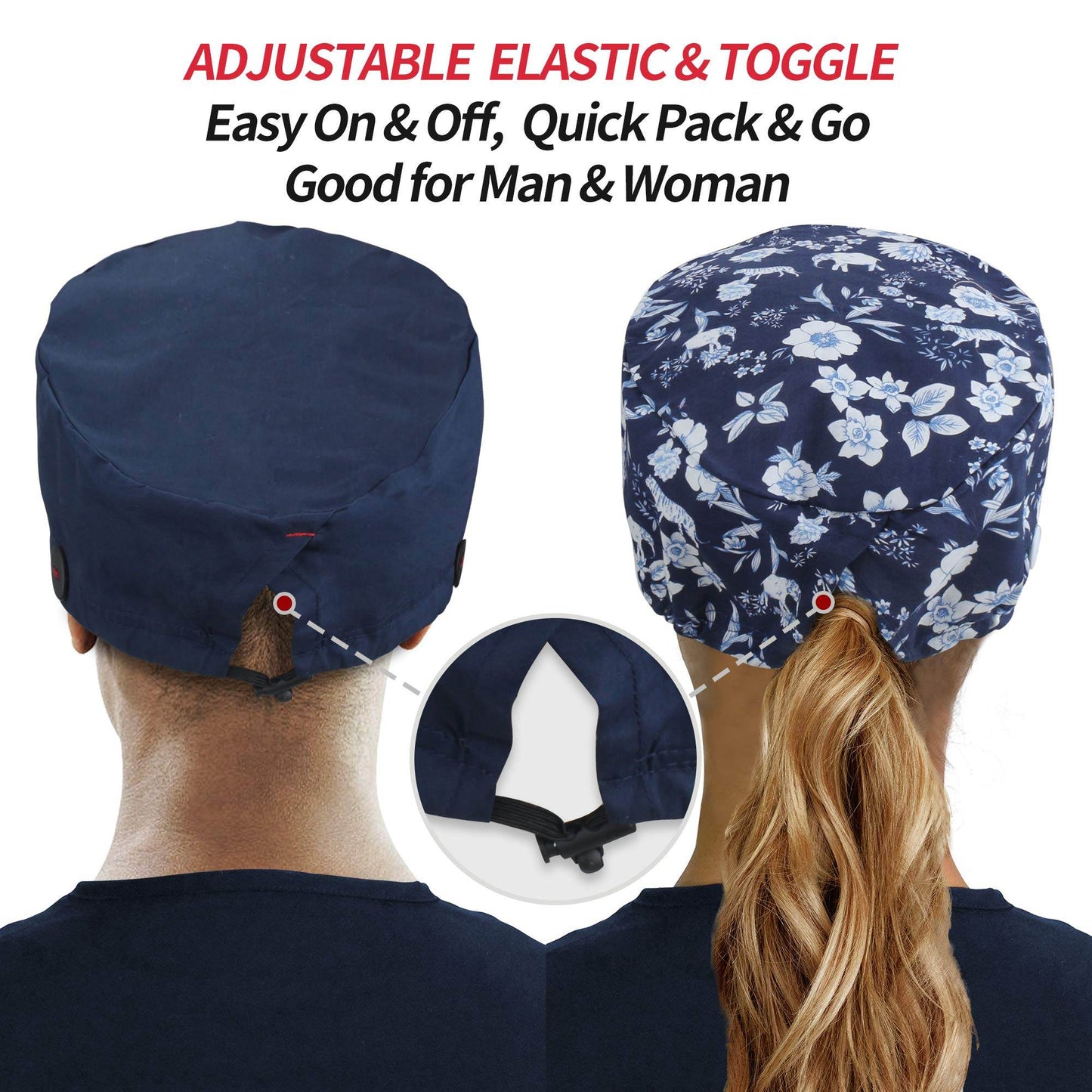 Unisex Adjustable Scrub Cap W/ Button & Sweatband - Purcell's Clothing Company