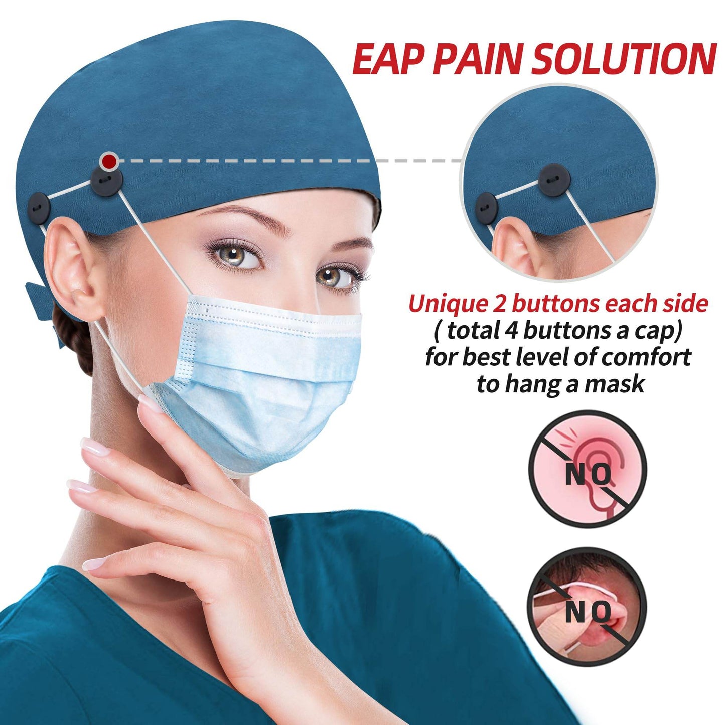 Unisex Adjustable Scrub Cap W/ Button & Sweatband - Purcell's Clothing Company
