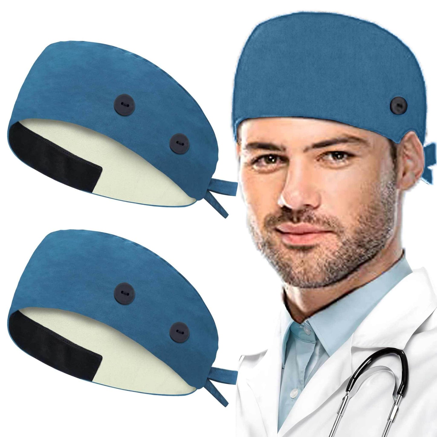 Unisex Adjustable Scrub Cap W/ Button & Sweatband - Purcell's Clothing Company