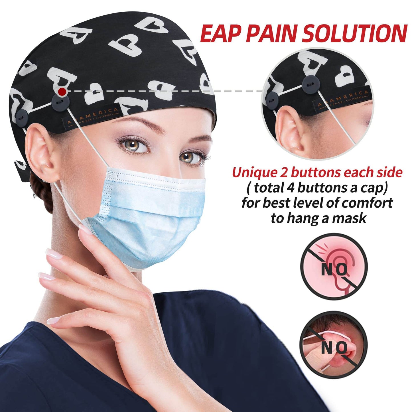 Unisex Adjustable Scrub Cap W/ Button & Sweatband - Purcell's Clothing Company
