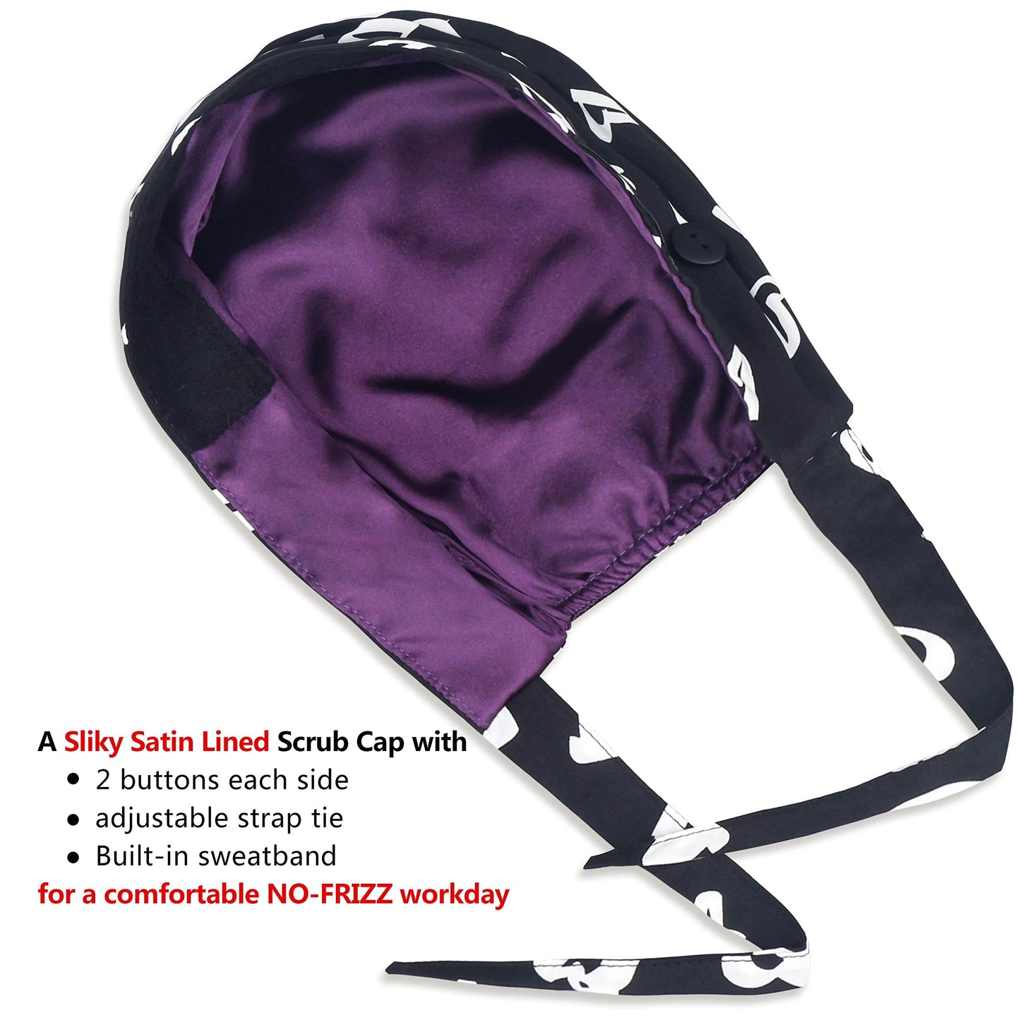 Unisex Adjustable Scrub Cap W/ Button & Sweatband - Purcell's Clothing Company