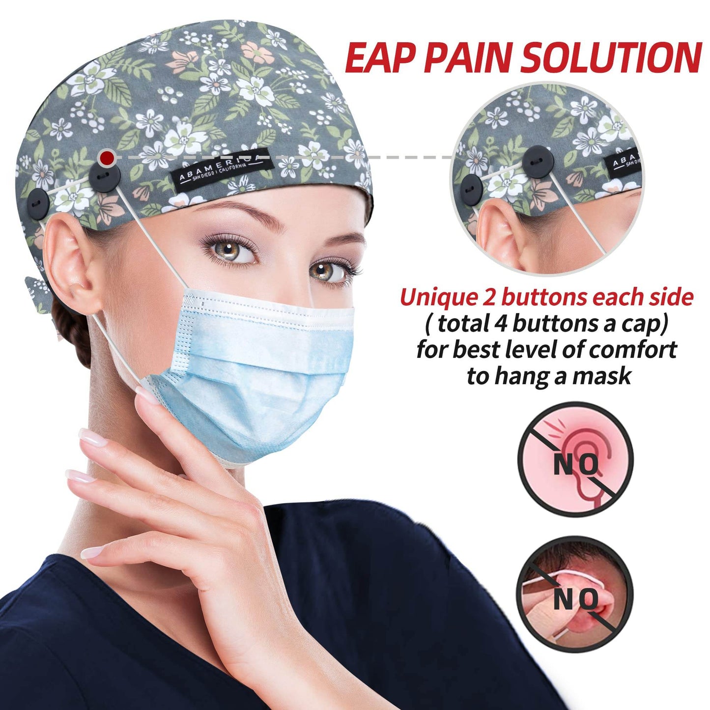 Unisex Adjustable Scrub Cap W/ Button & Sweatband - Purcell's Clothing Company