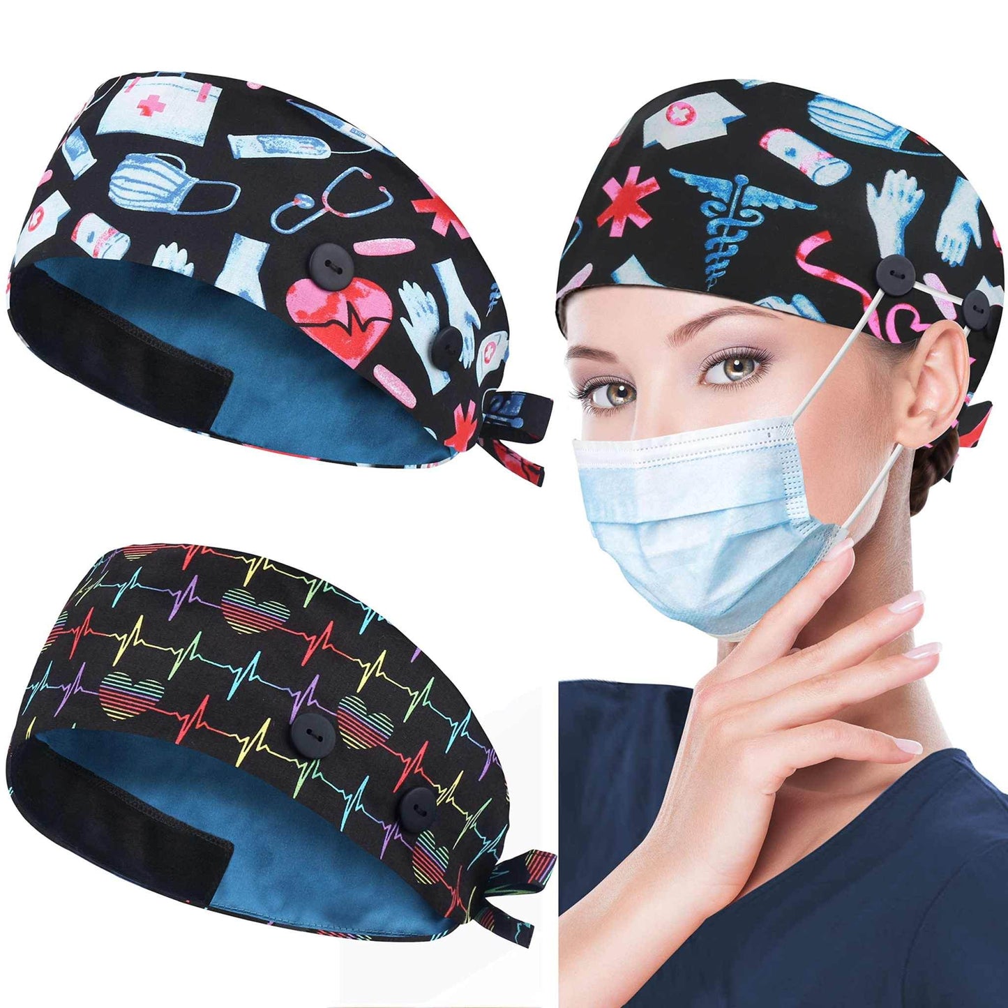 Unisex Adjustable Scrub Cap W/ Button & Sweatband - Purcell's Clothing Company