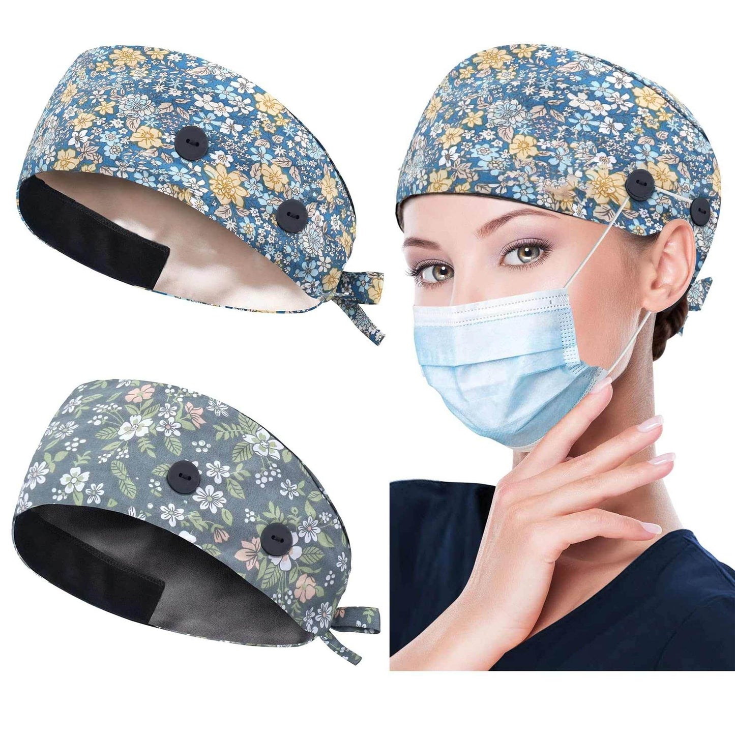 Unisex Adjustable Scrub Cap W/ Button & Sweatband - Purcell's Clothing Company