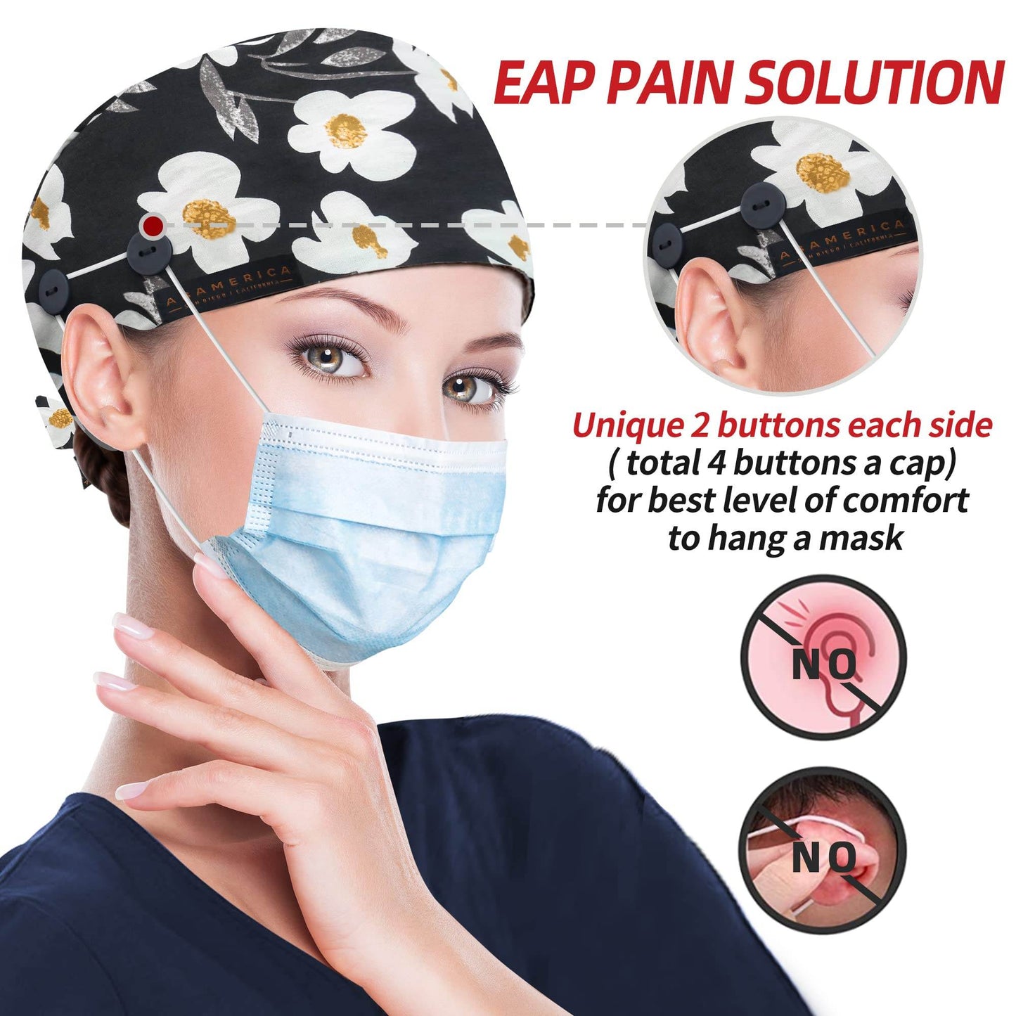 Unisex Adjustable Scrub Cap W/ Button & Sweatband - Purcell's Clothing Company