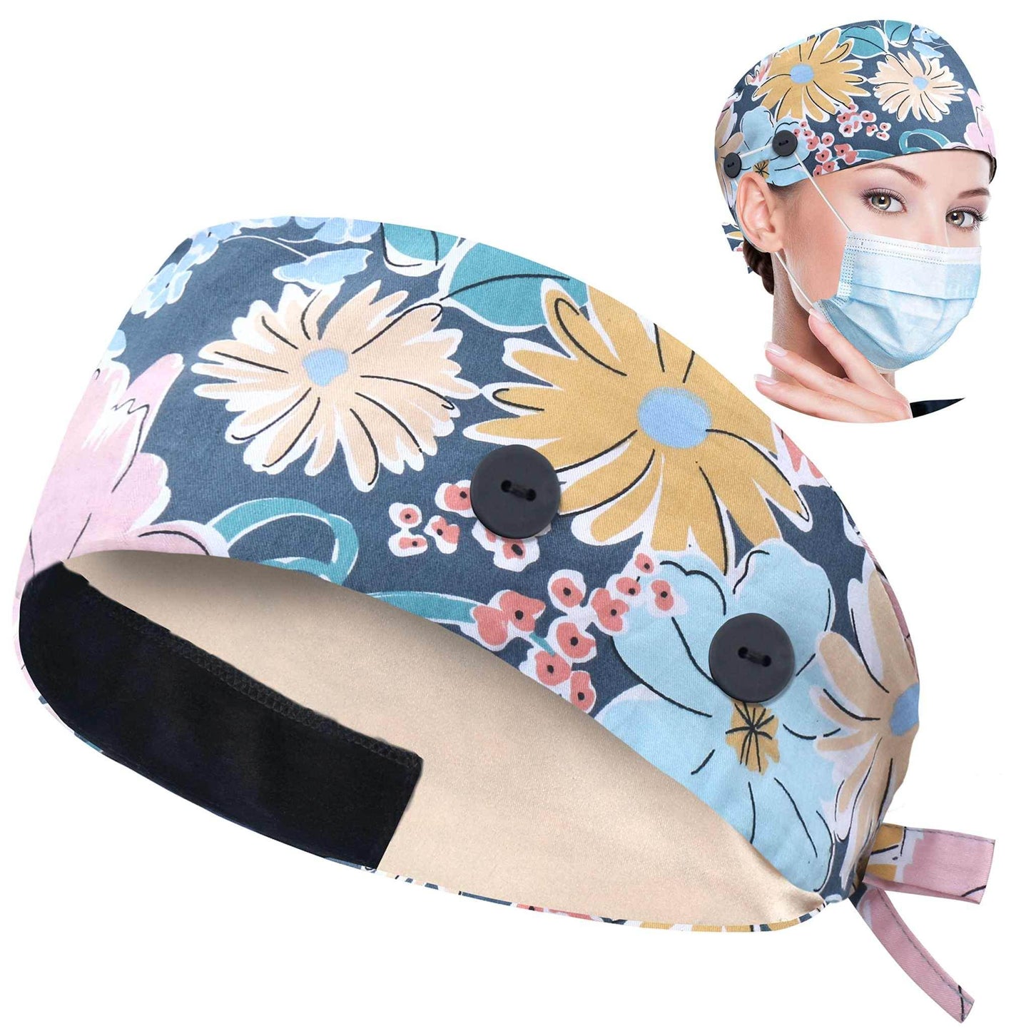 Unisex Adjustable Scrub Cap W/ Button & Sweatband - Purcell's Clothing Company