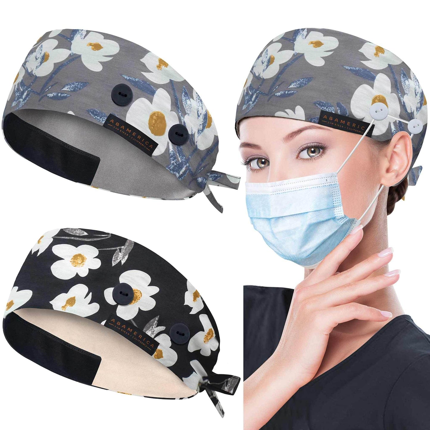 Unisex Adjustable Scrub Cap W/ Button & Sweatband - Purcell's Clothing Company