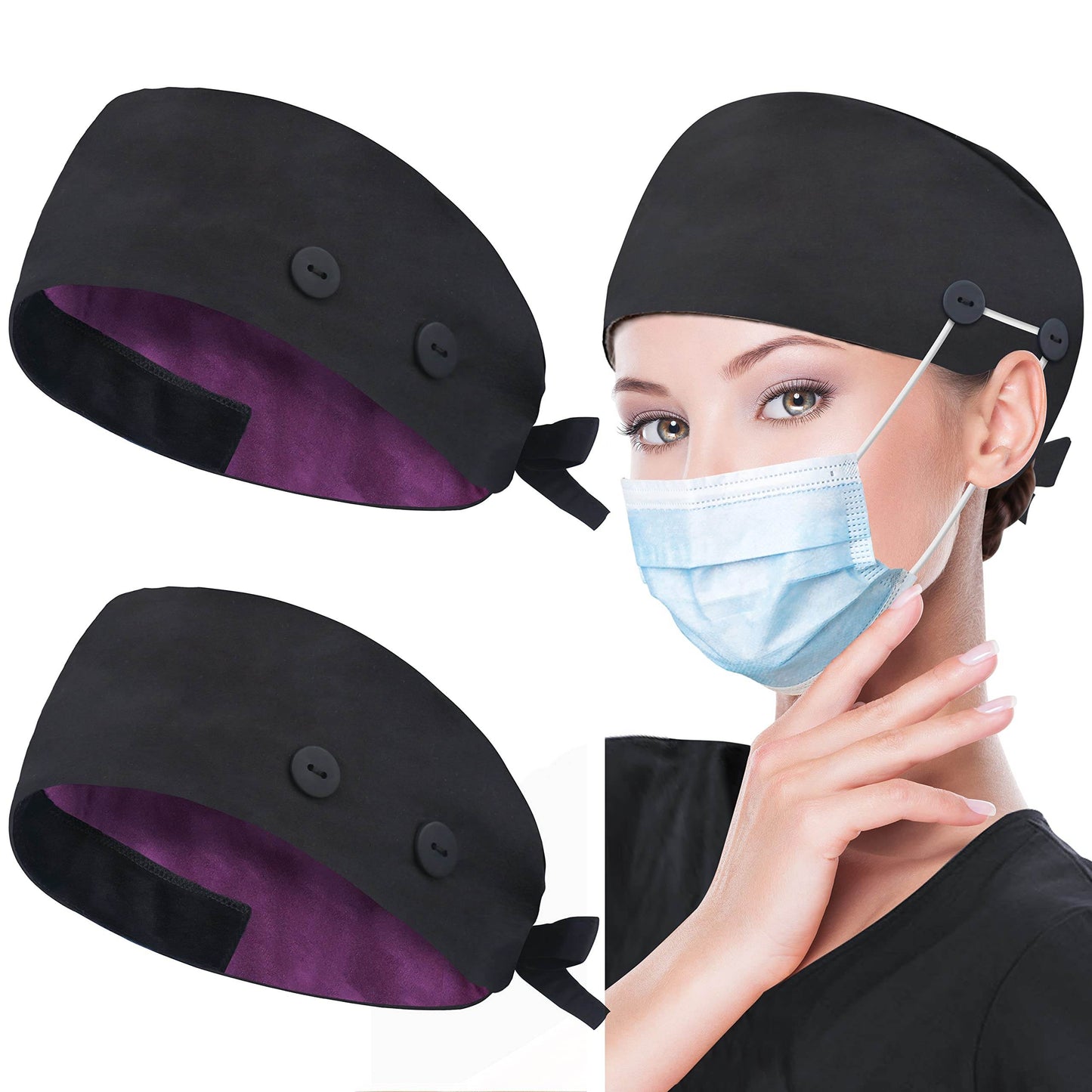 Unisex Adjustable Scrub Cap W/ Button & Sweatband - Purcell's Clothing Company