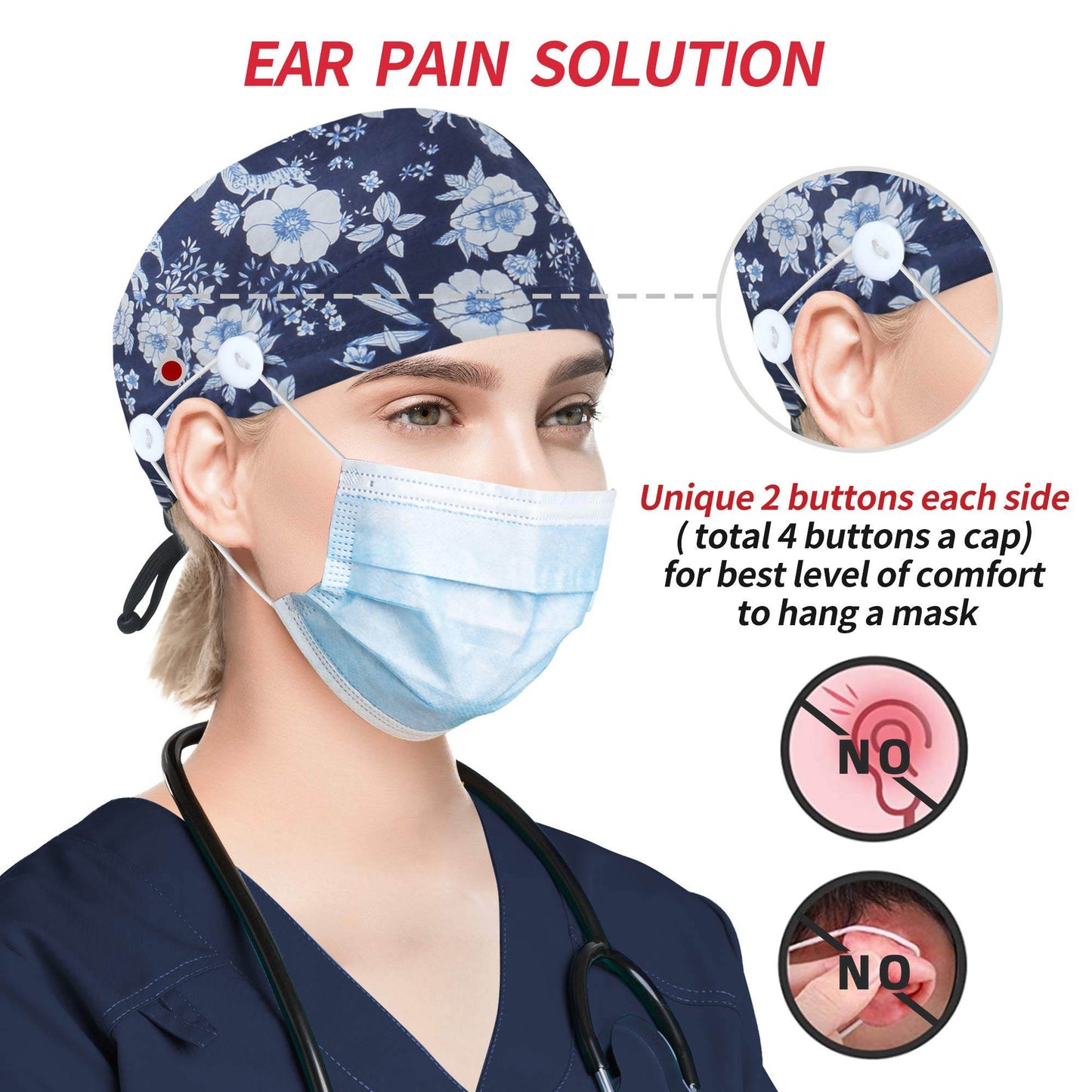 Unisex Adjustable Scrub Cap W/ Button & Sweatband - Purcell's Clothing Company