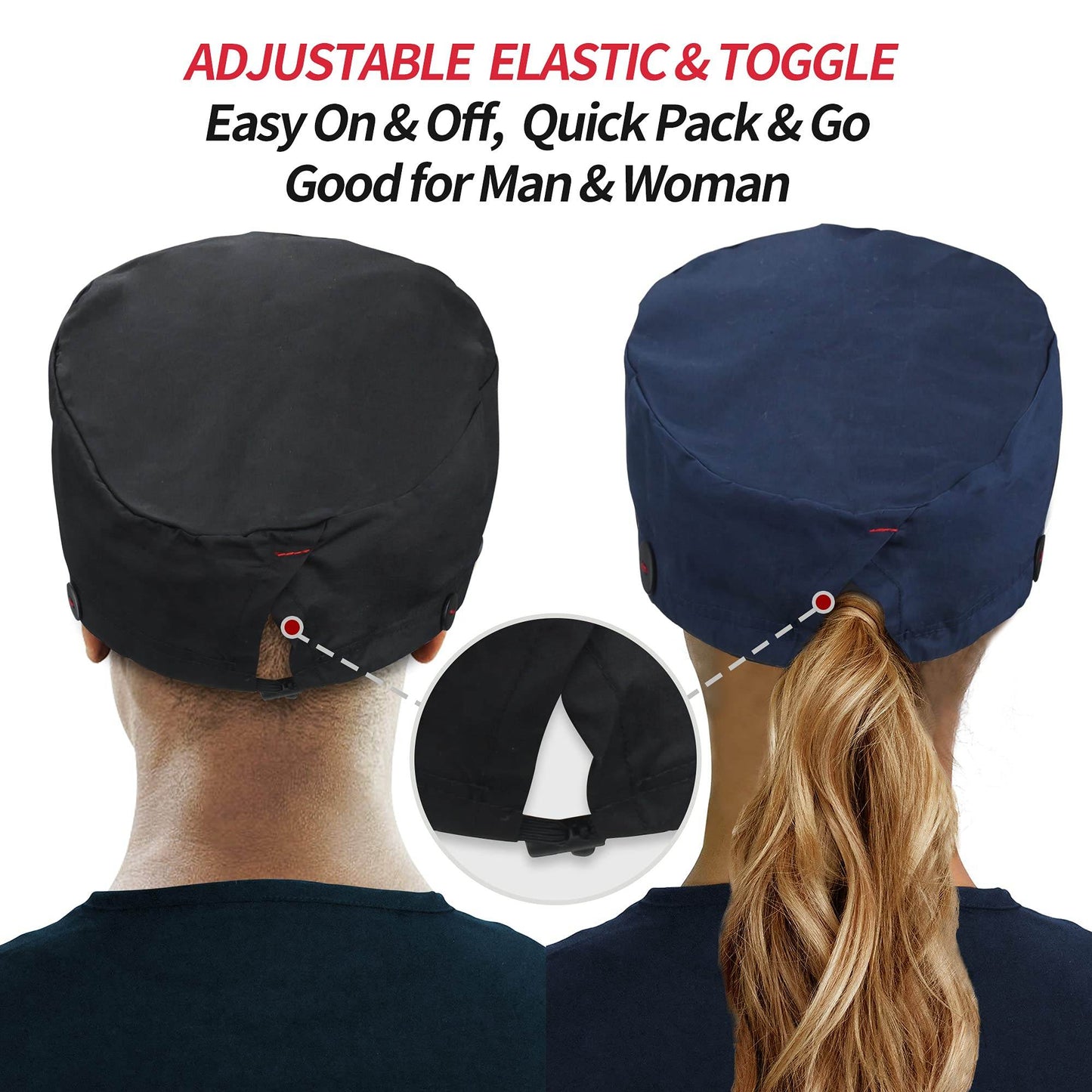 Unisex Adjustable Scrub Cap W/ Button & Sweatband - Purcell's Clothing Company
