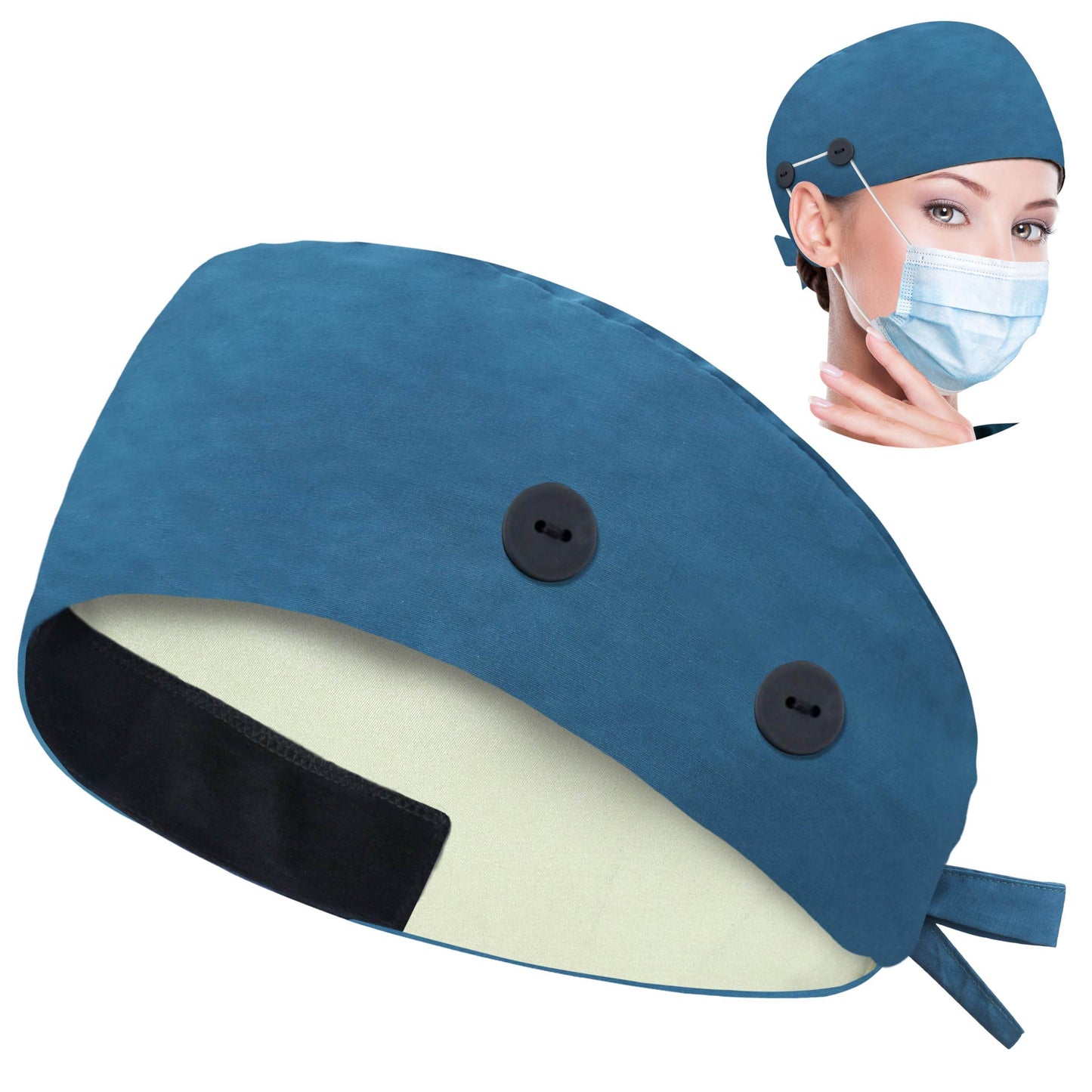 Unisex Adjustable Scrub Cap W/ Button & Sweatband - Purcell's Clothing Company