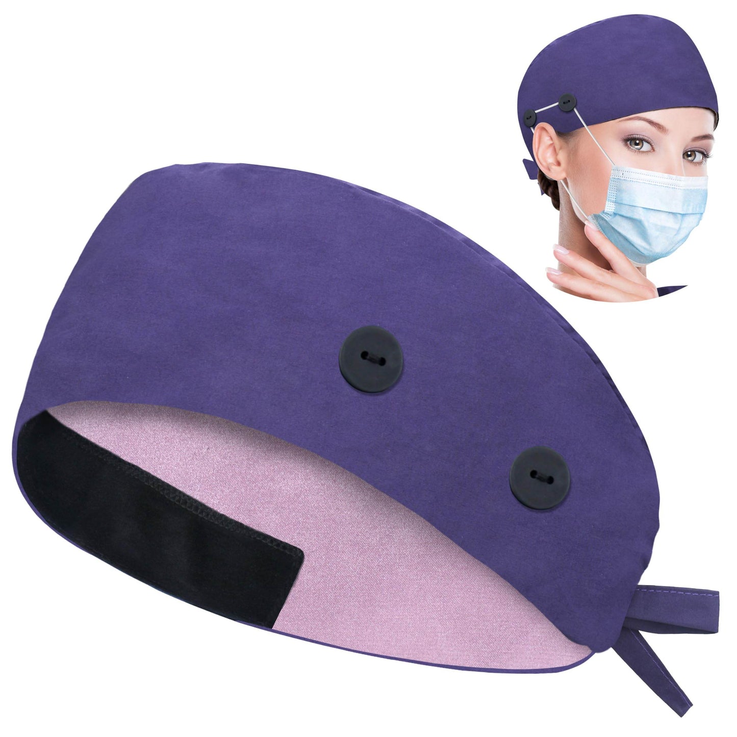 Unisex Adjustable Scrub Cap W/ Button & Sweatband - Purcell's Clothing Company