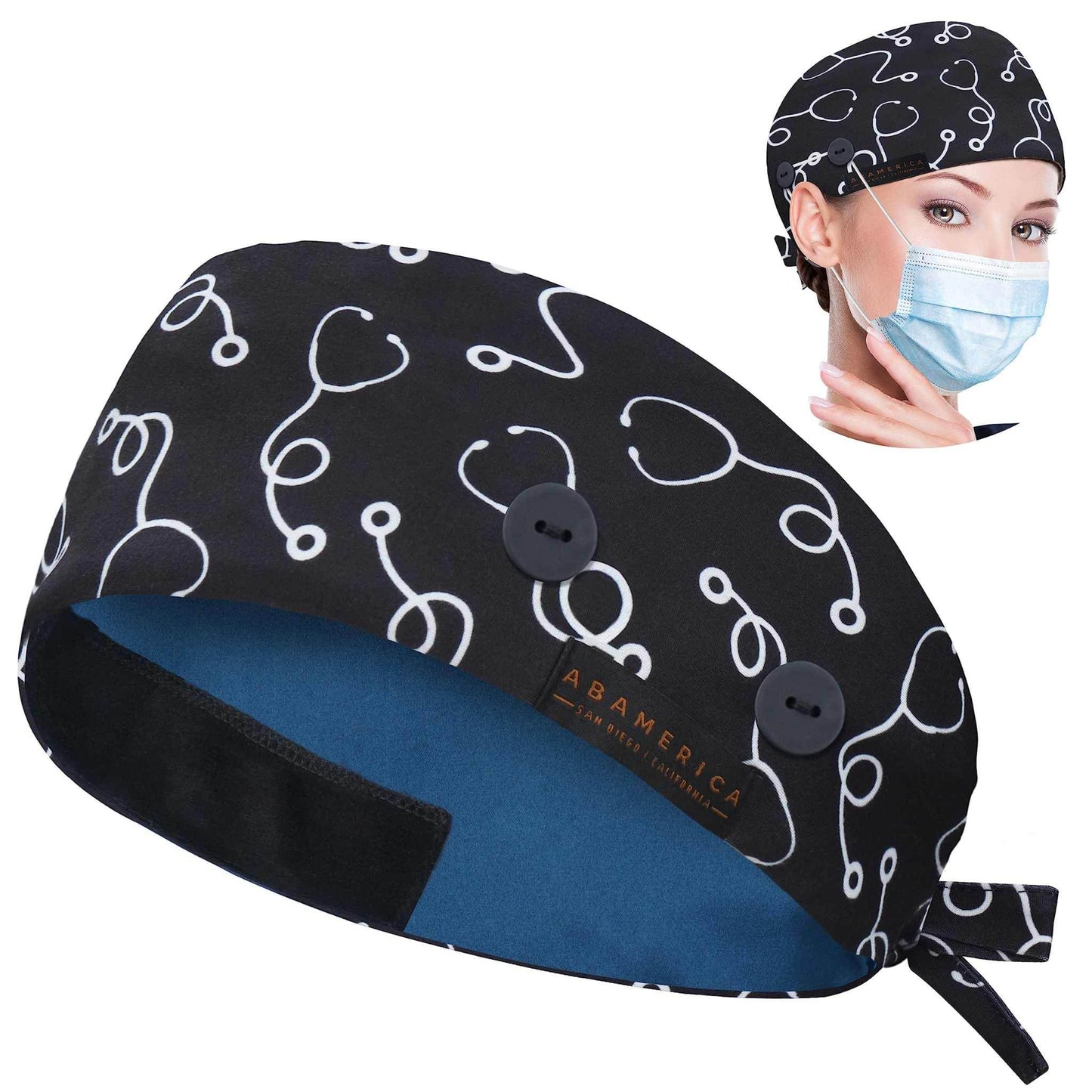 Unisex Adjustable Scrub Cap W/ Button & Sweatband - Purcell's Clothing Company