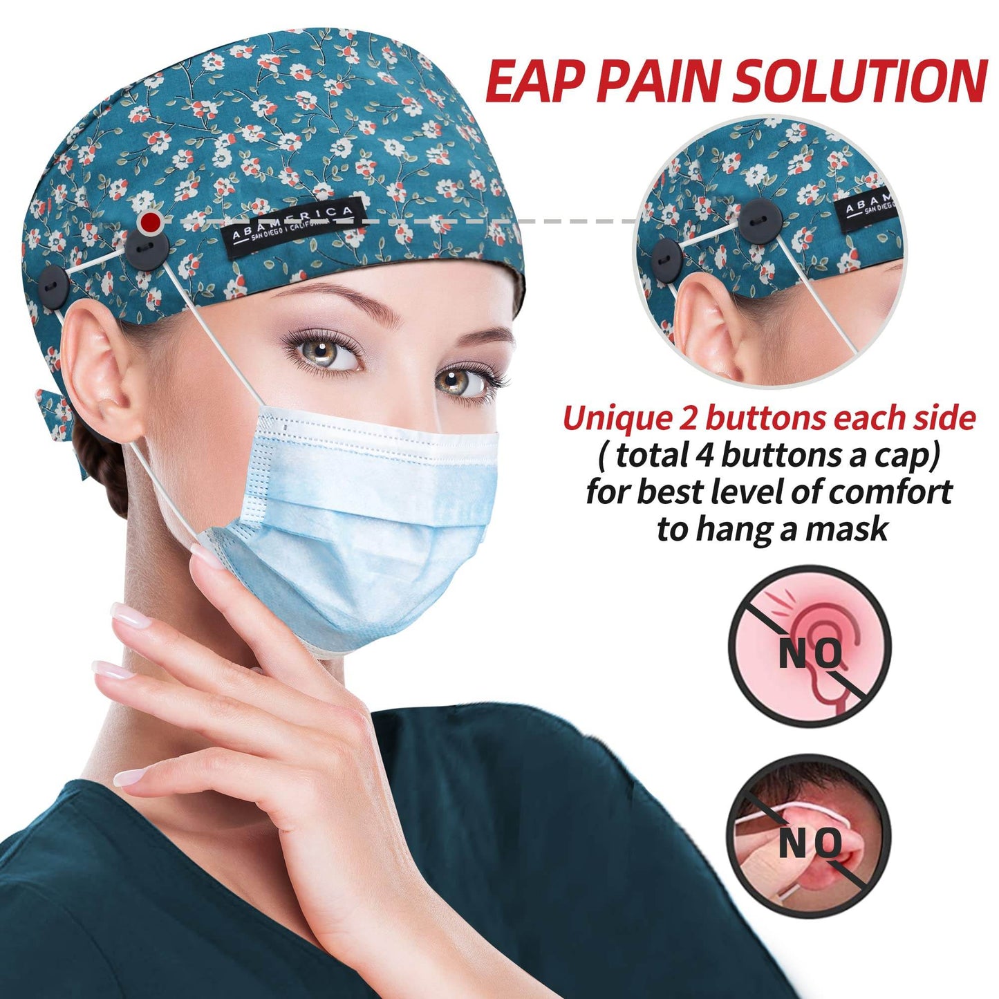 Unisex Adjustable Scrub Cap W/ Button & Sweatband - Purcell's Clothing Company
