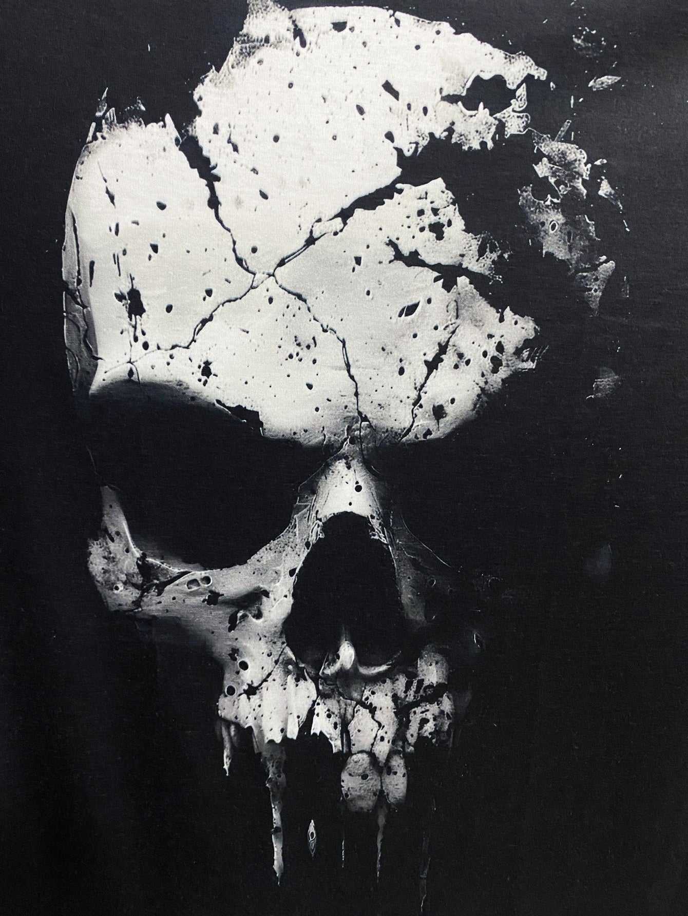 3D Shattered Skull Graphic Print Tee