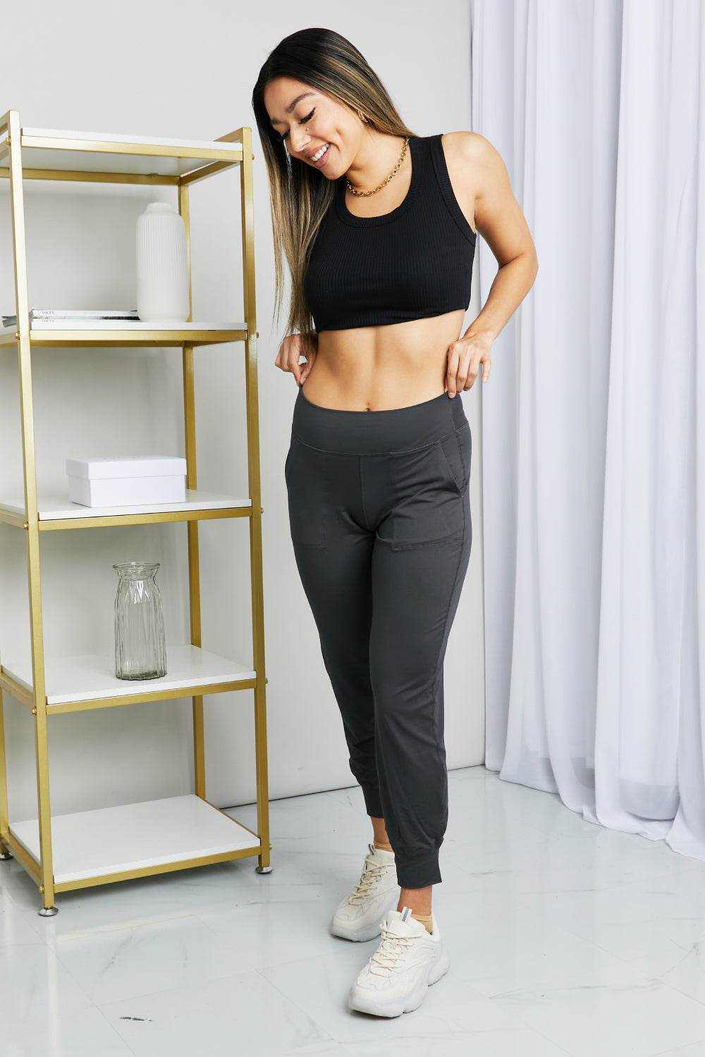 Leggings Depot Full Size Wide Waistband Cropped Joggers - Purcell's Clothing Company