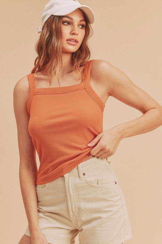 Aemi + Co Square Neck Wide Strap Tank - Purcell's Clothing Company