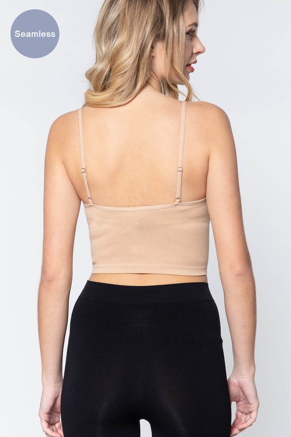 ACTIVE BASIC Round Neck Crop Rib Seamless Cami - Purcell's Clothing Company