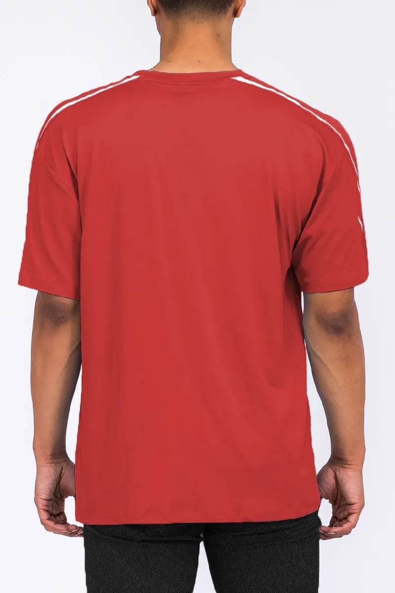 WEIV Men's Full Size Round Neck Tape Stripe T-shirt Plus Size - Purcell's Clothing Company
