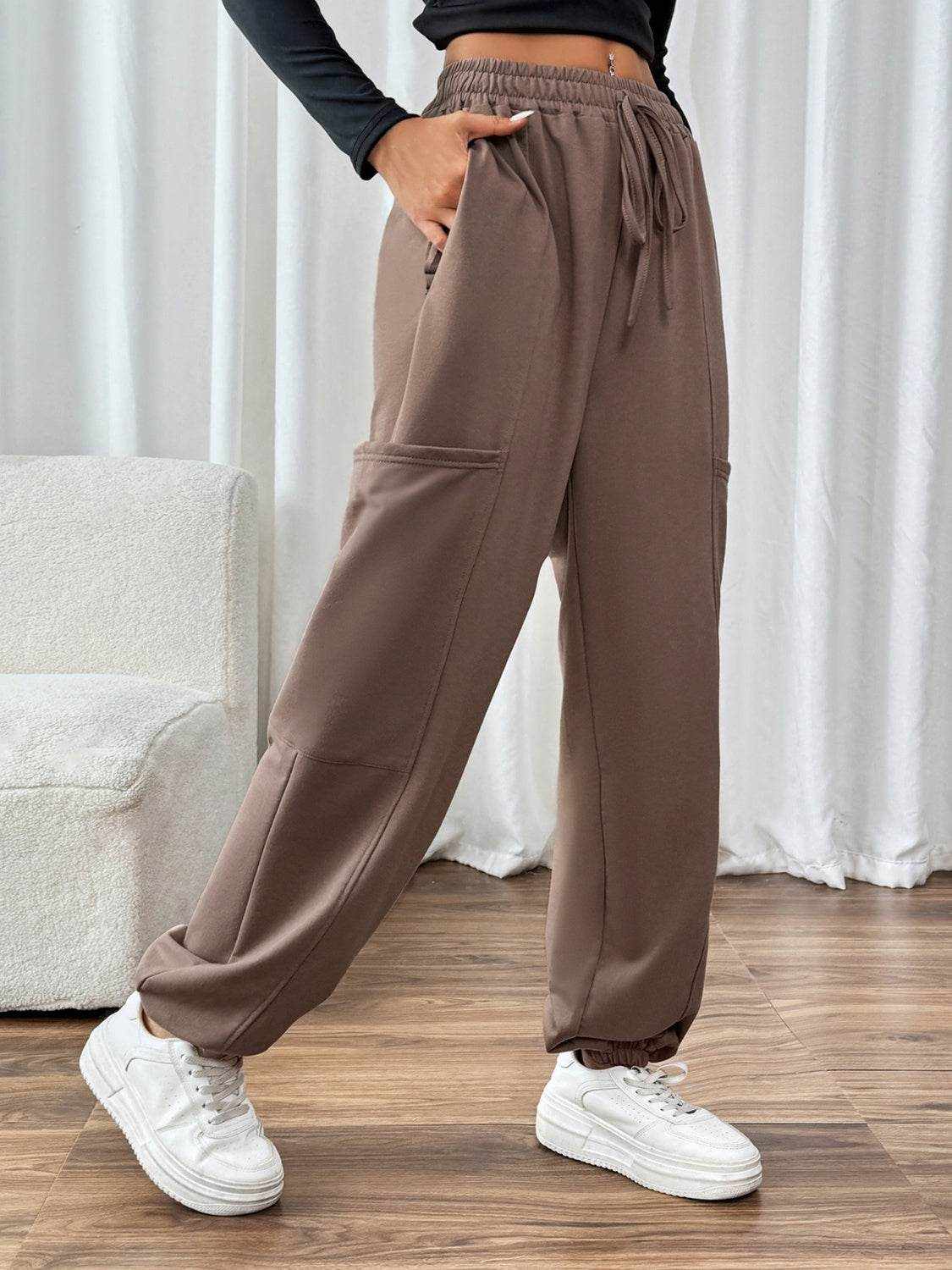 Perfee Tied Joggers with Pockets - Purcell's Clothing Company
