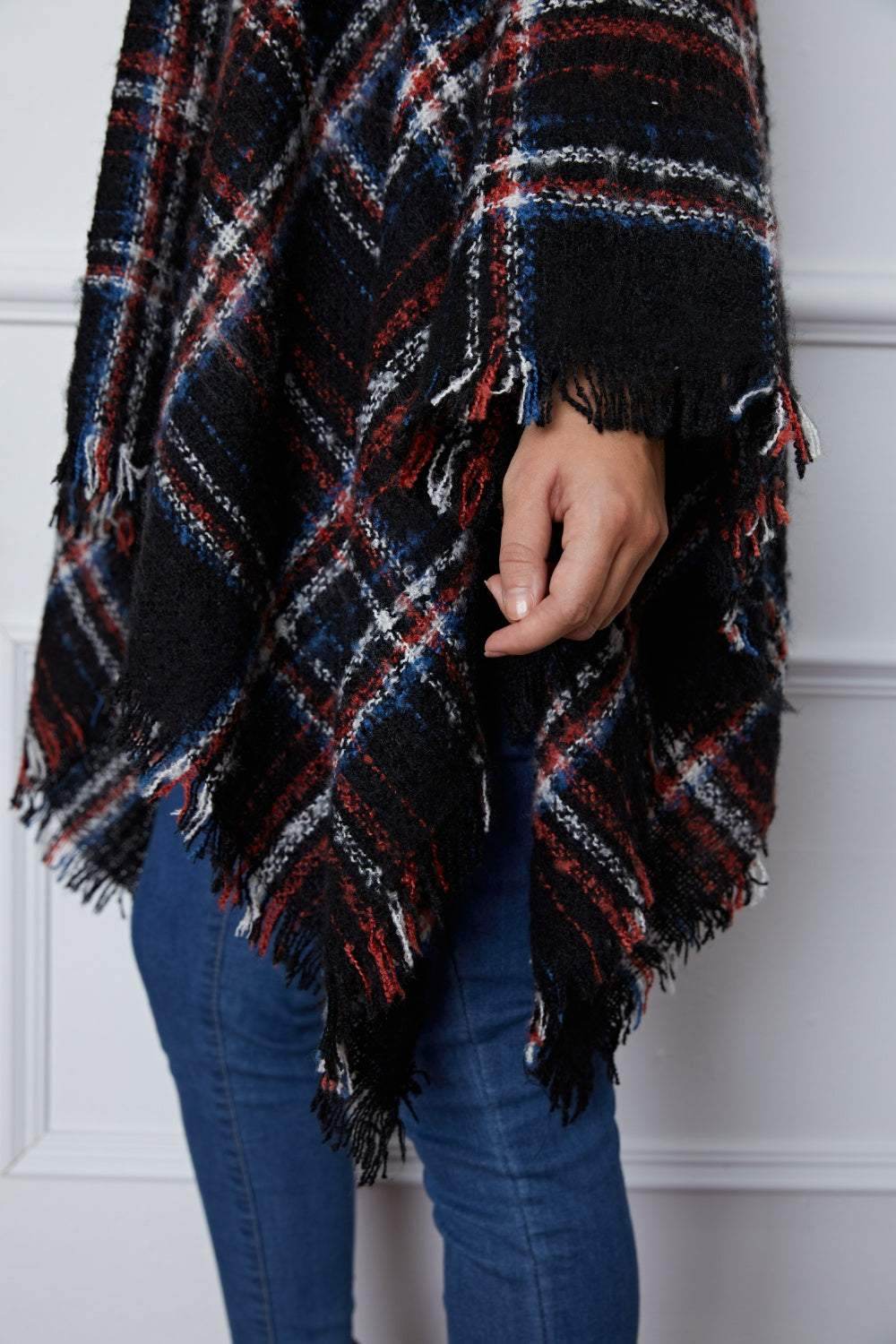 Shiny Turtleneck Plaid Raw Hem Sweater - Purcell's Clothing Company