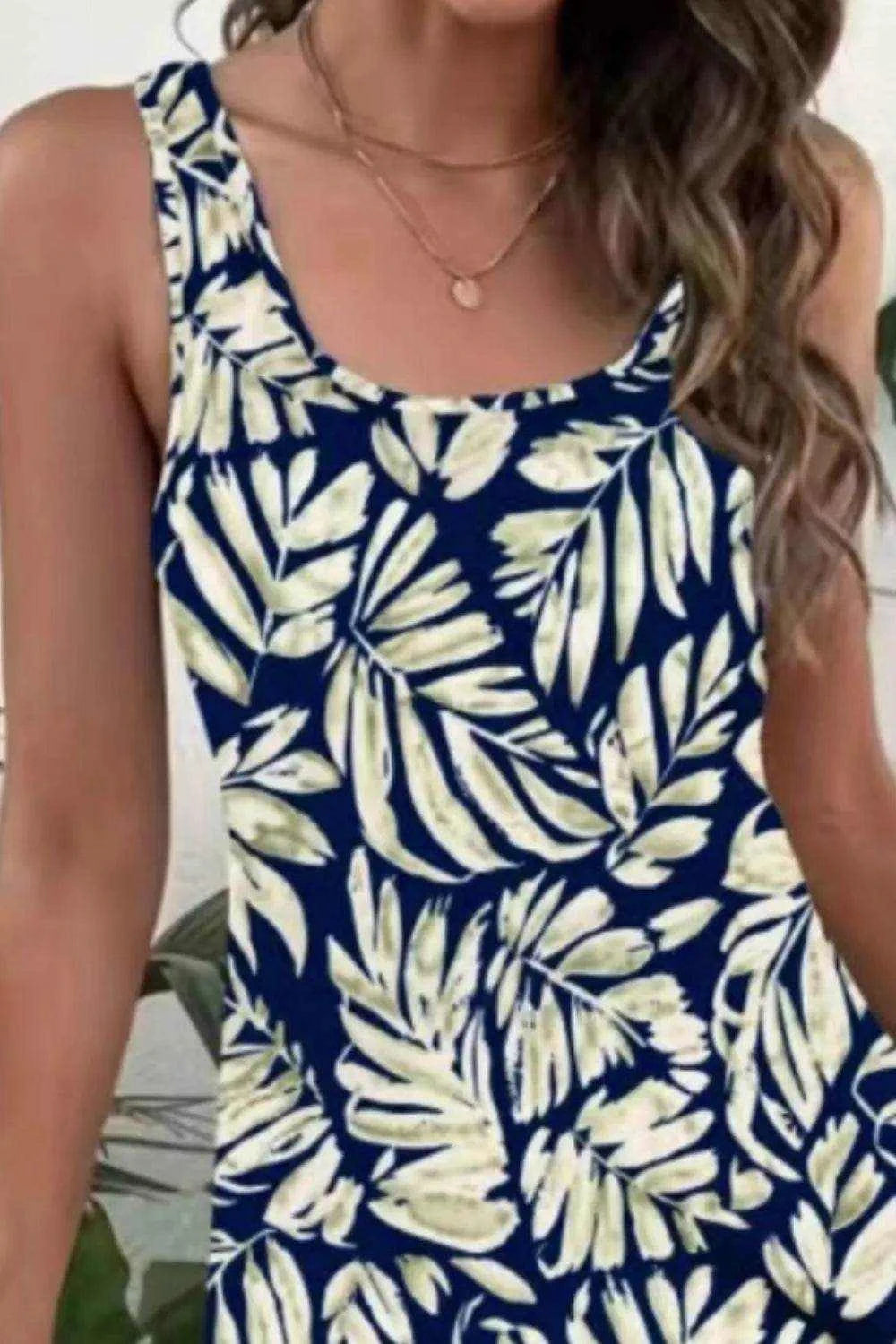 Printed Scoop Neck Wide Strap Mini Dress - Purcell's Clothing Company