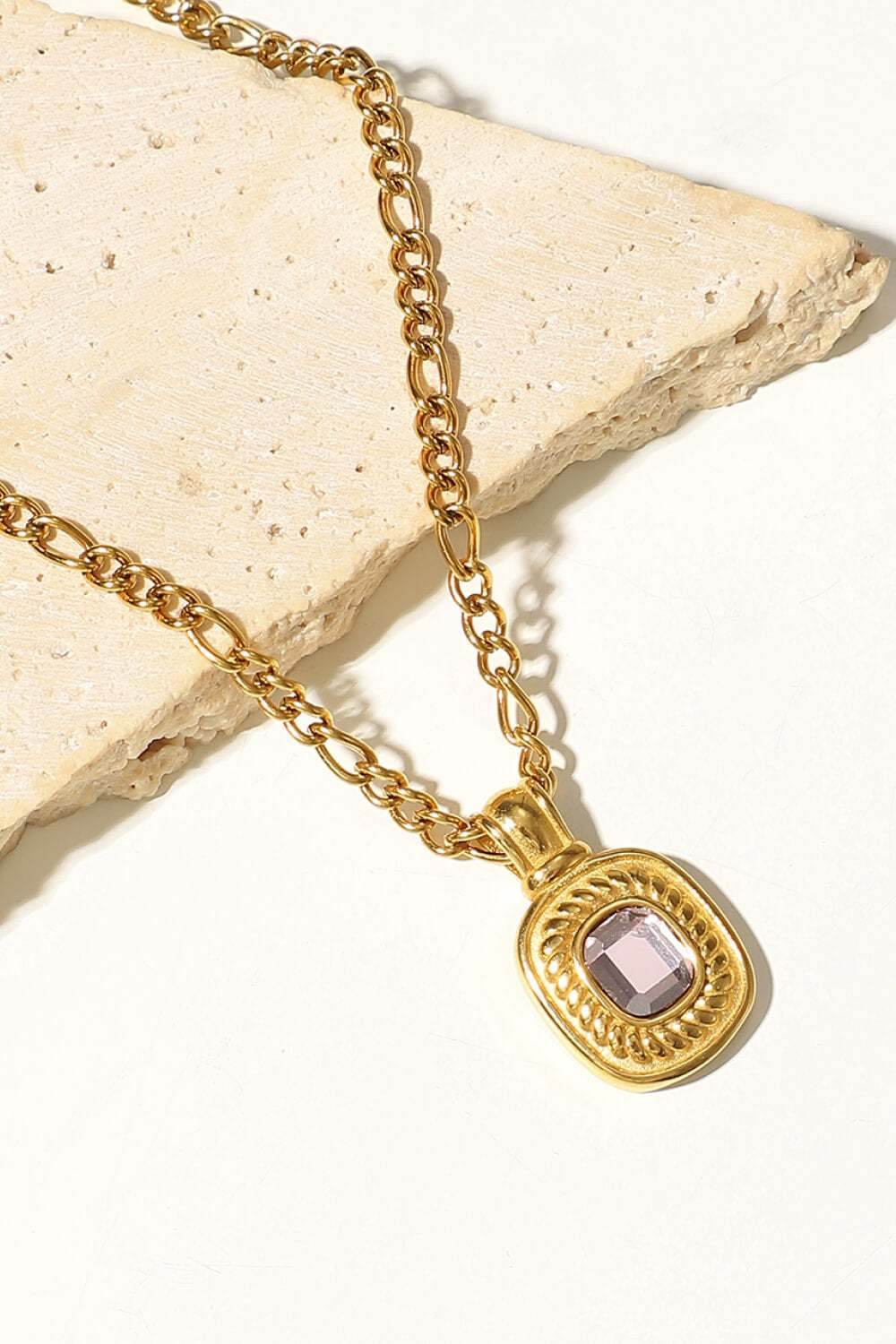 18K Gold Plated Inlaid Rhinestone Pendant Necklace - Purcell's Clothing Company