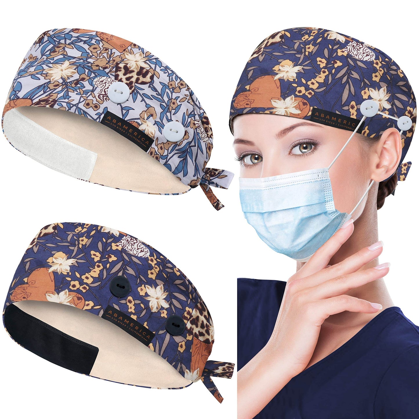 Unisex Adjustable Scrub Cap W/ Button & Sweatband - Purcell's Clothing Company