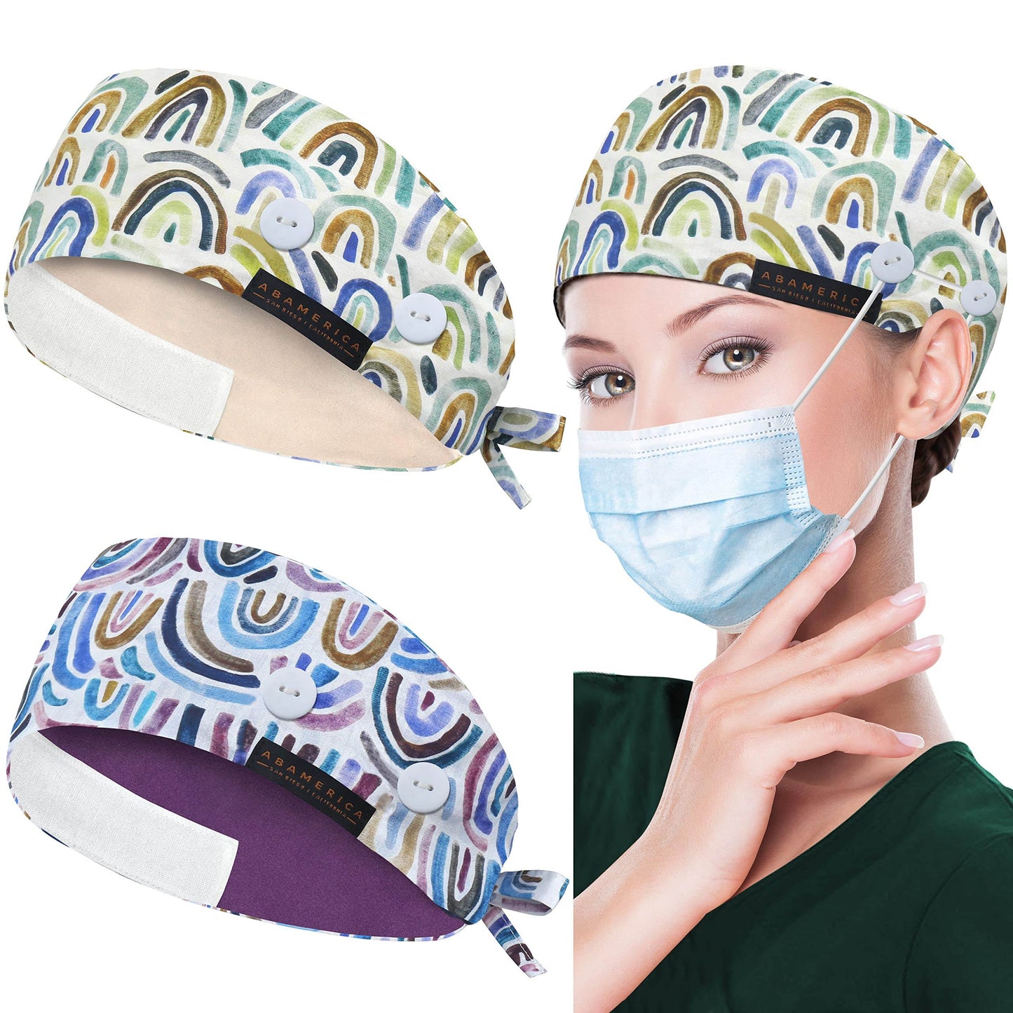 Unisex Adjustable Scrub Cap W/ Button & Sweatband - Purcell's Clothing Company