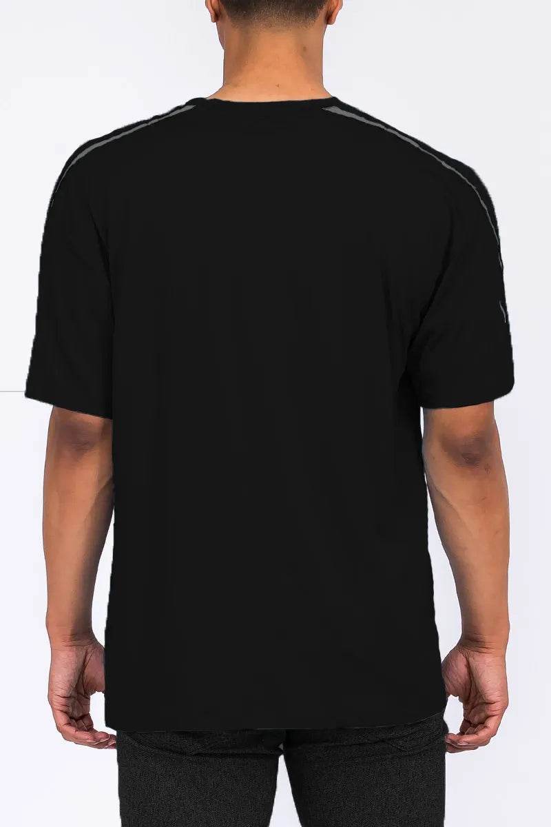 WEIV Men's Full Size Round Neck Tape Stripe T-shirt Plus Size - Purcell's Clothing Company