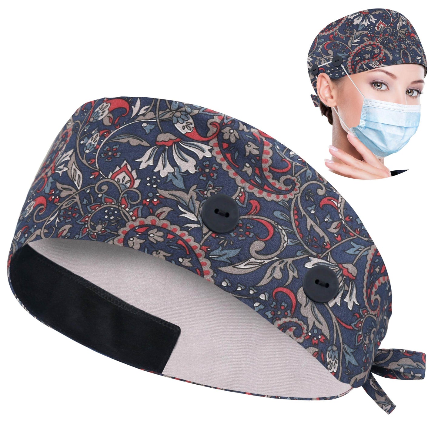 Unisex Adjustable Scrub Cap W/ Button & Sweatband - Purcell's Clothing Company