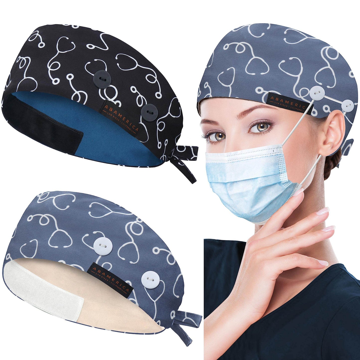 Unisex Adjustable Scrub Cap W/ Button & Sweatband - Purcell's Clothing Company
