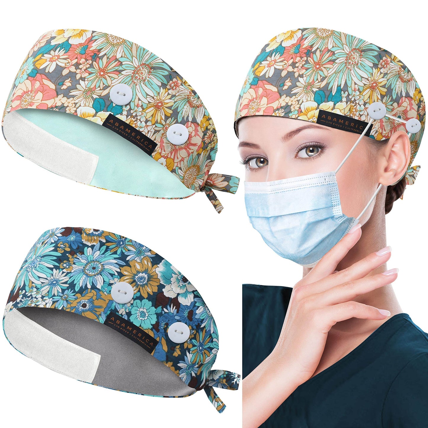 Unisex Adjustable Scrub Cap W/ Button & Sweatband - Purcell's Clothing Company