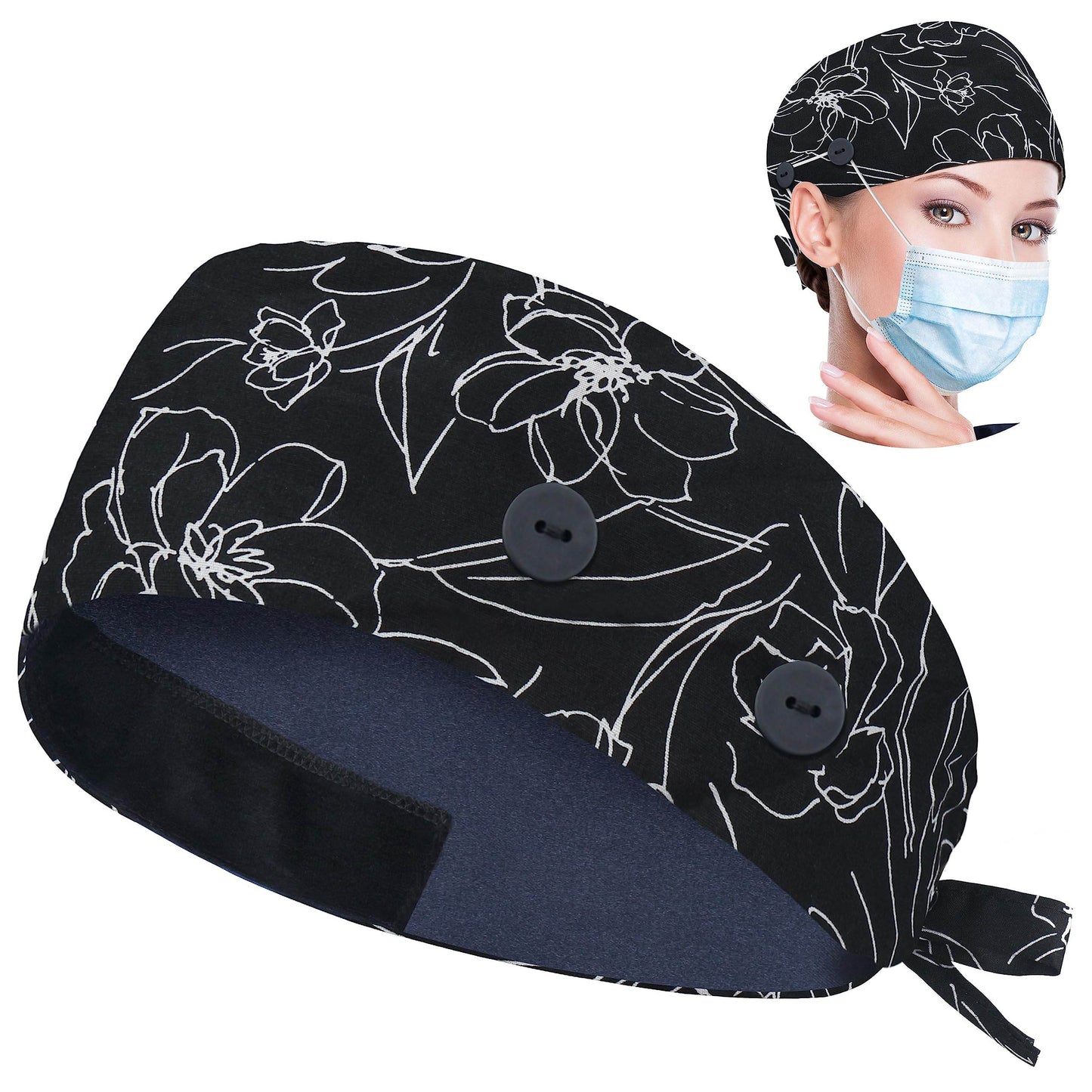 Unisex Adjustable Scrub Cap W/ Button & Sweatband - Purcell's Clothing Company