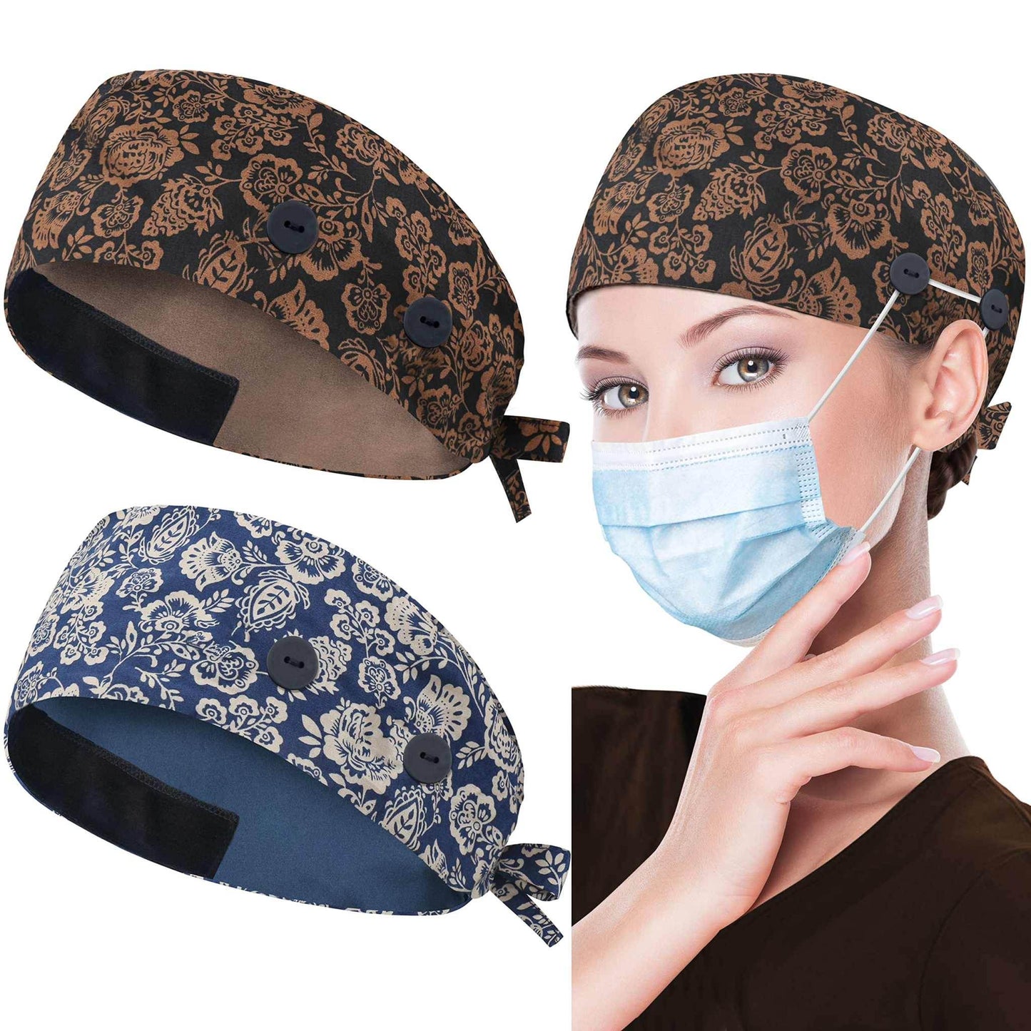 Unisex Adjustable Scrub Cap W/ Button & Sweatband - Purcell's Clothing Company