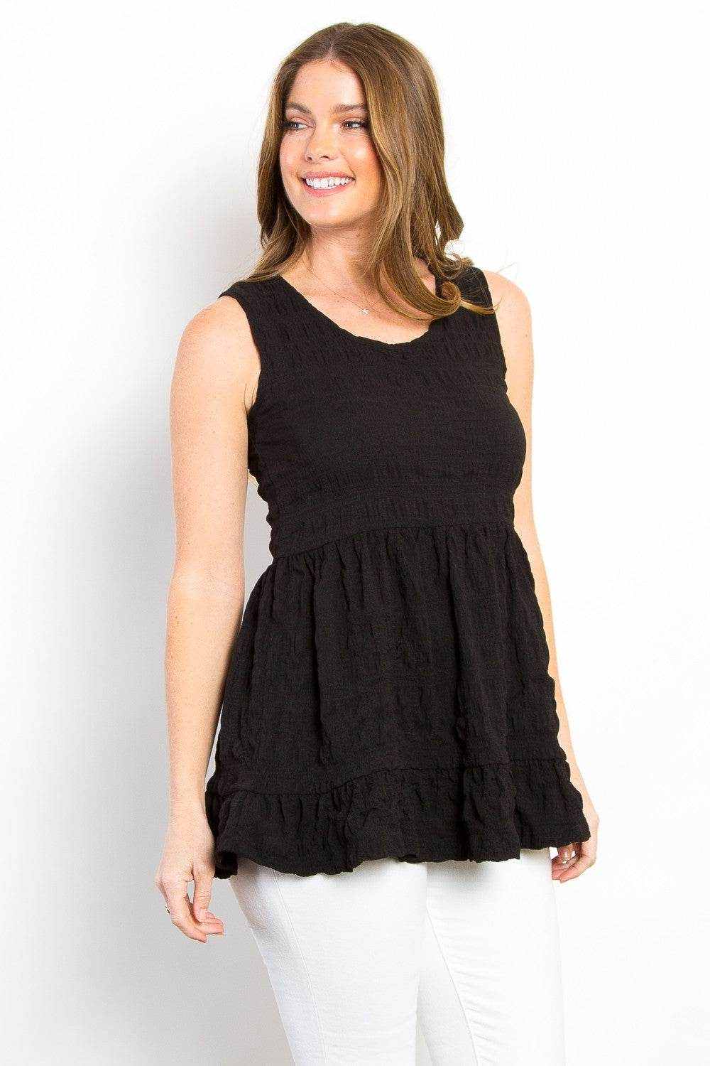 Be Stage Ruffled Sleeveless Babydoll Top - Purcell's Clothing Company