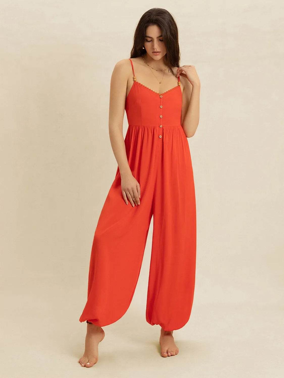 V-Neck Spaghetti Strap Jumpsuit - Purcell's Clothing Company
