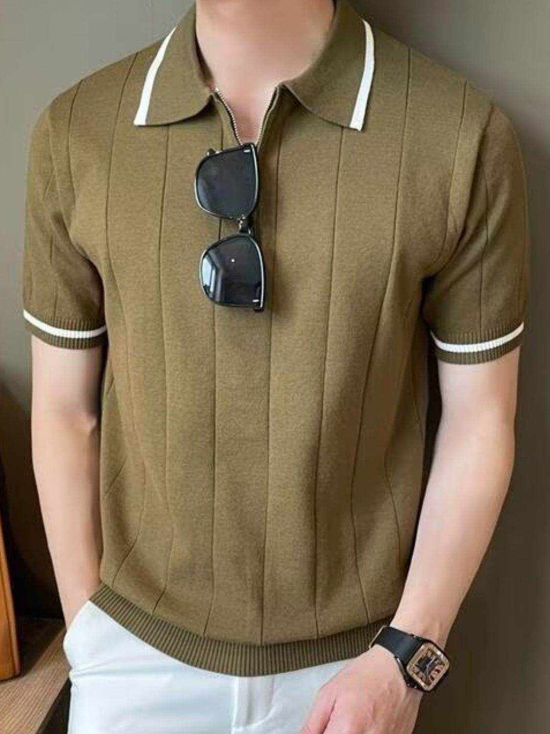 Quarter Zip Short Sleeve Polo - Purcell's Clothing Company