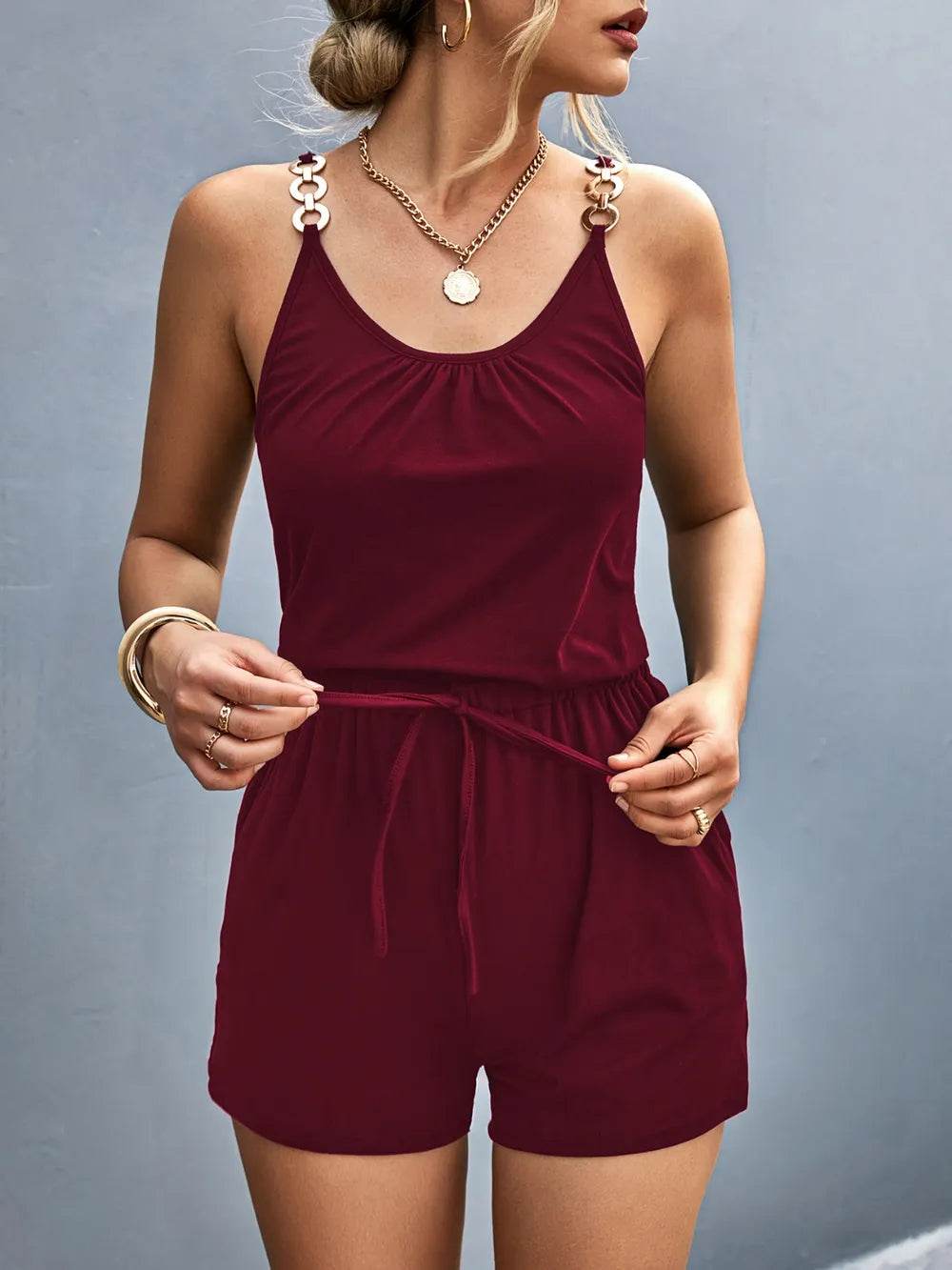 Scoop Neck Romper with Pockets - Purcell's Clothing Company