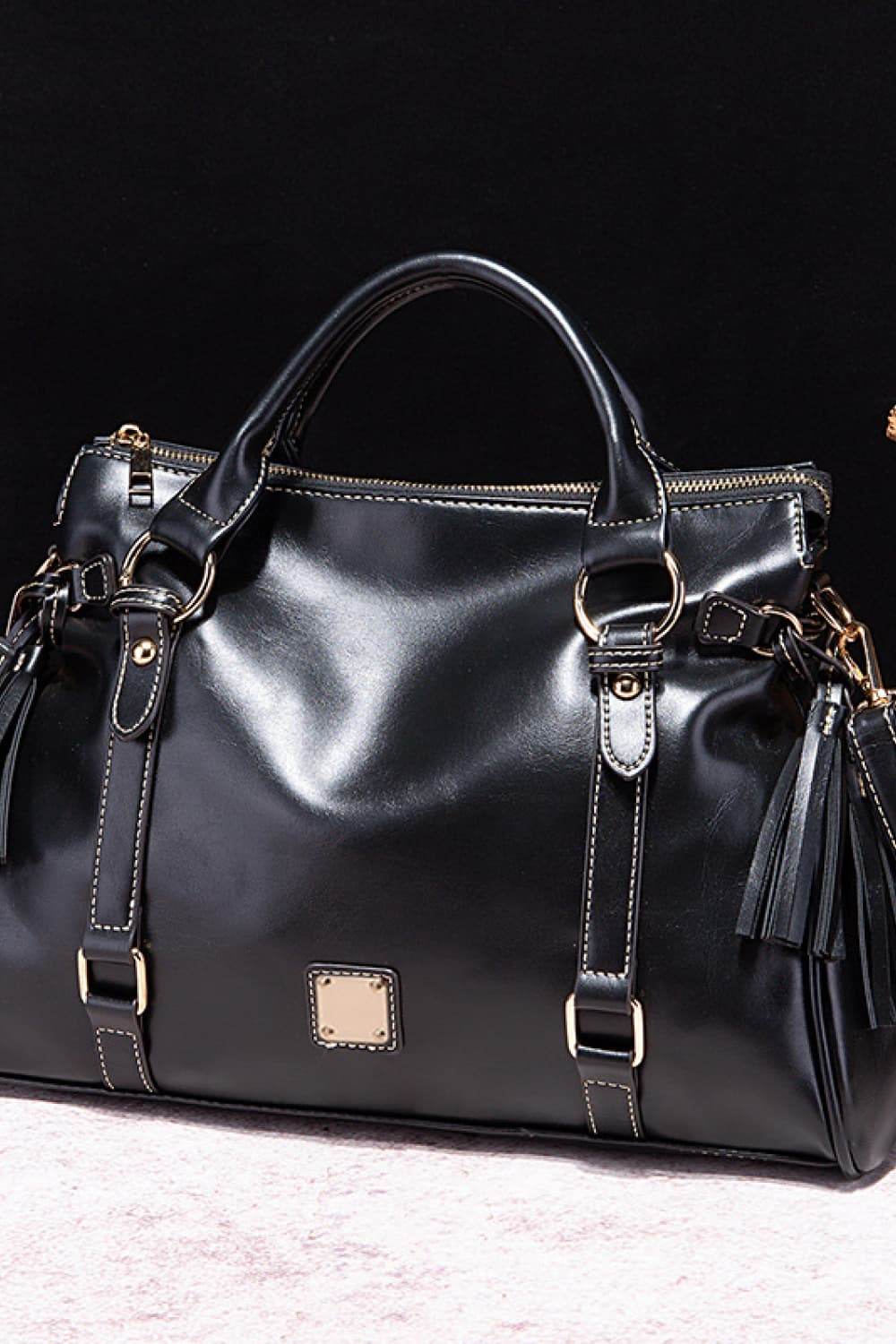 PU Leather Handbag with Tassels - Purcell's Clothing Company