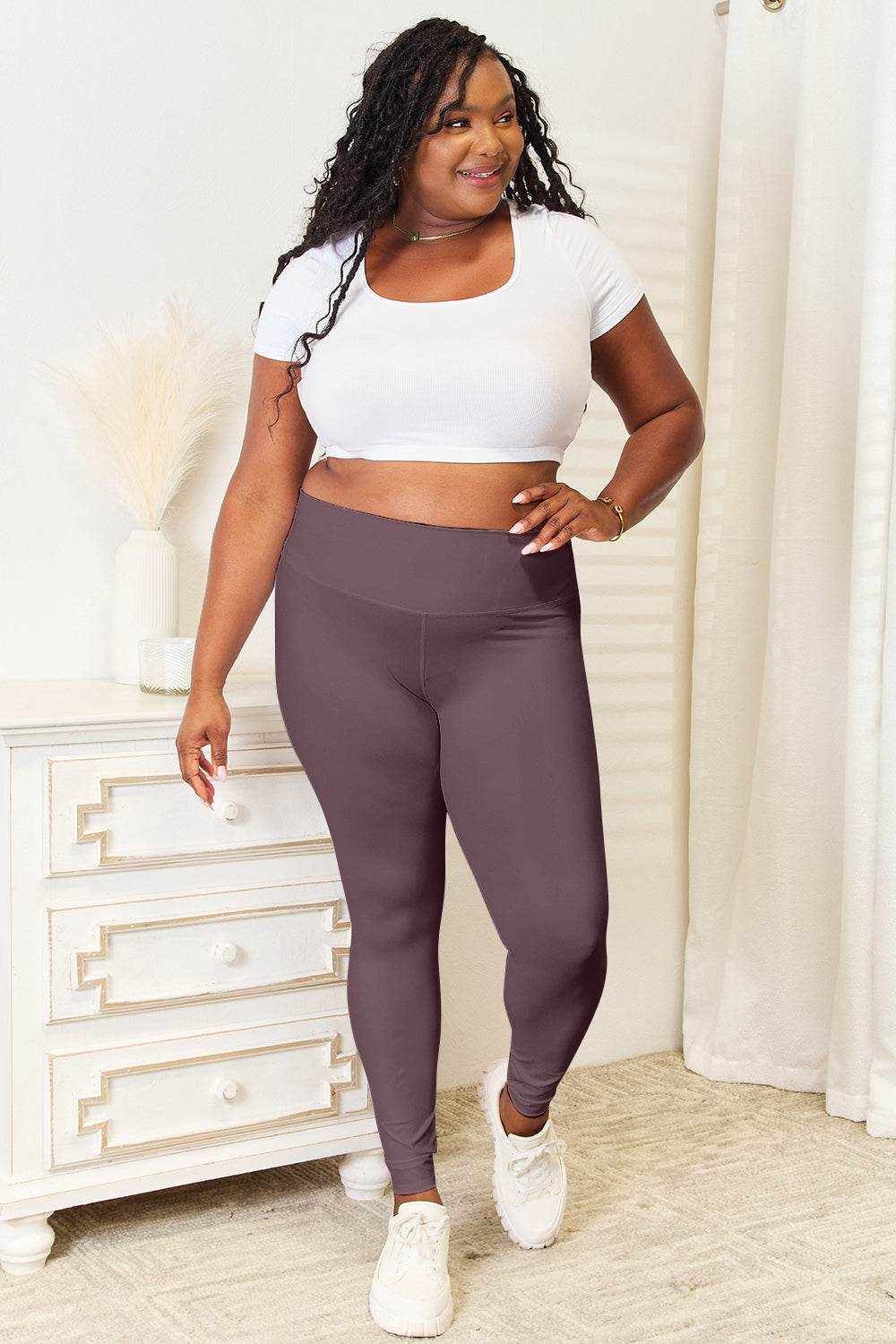 Double Take Wide Waistband Sports Leggings - Purcell's Clothing Company