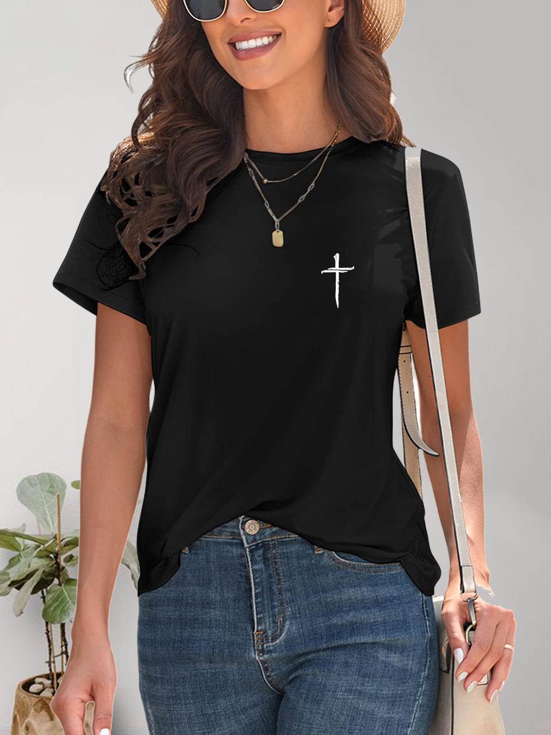 Cross Graphic Round Neck T-Shirt - Purcell's Clothing Company