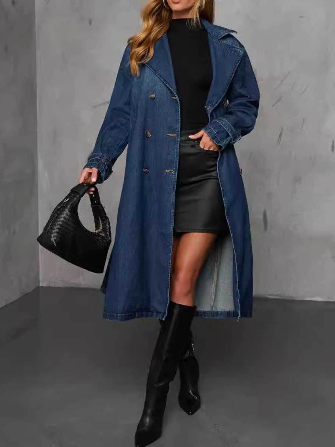 Button Up Long Sleeve Longline Denim Jacket - Purcell's Clothing Company